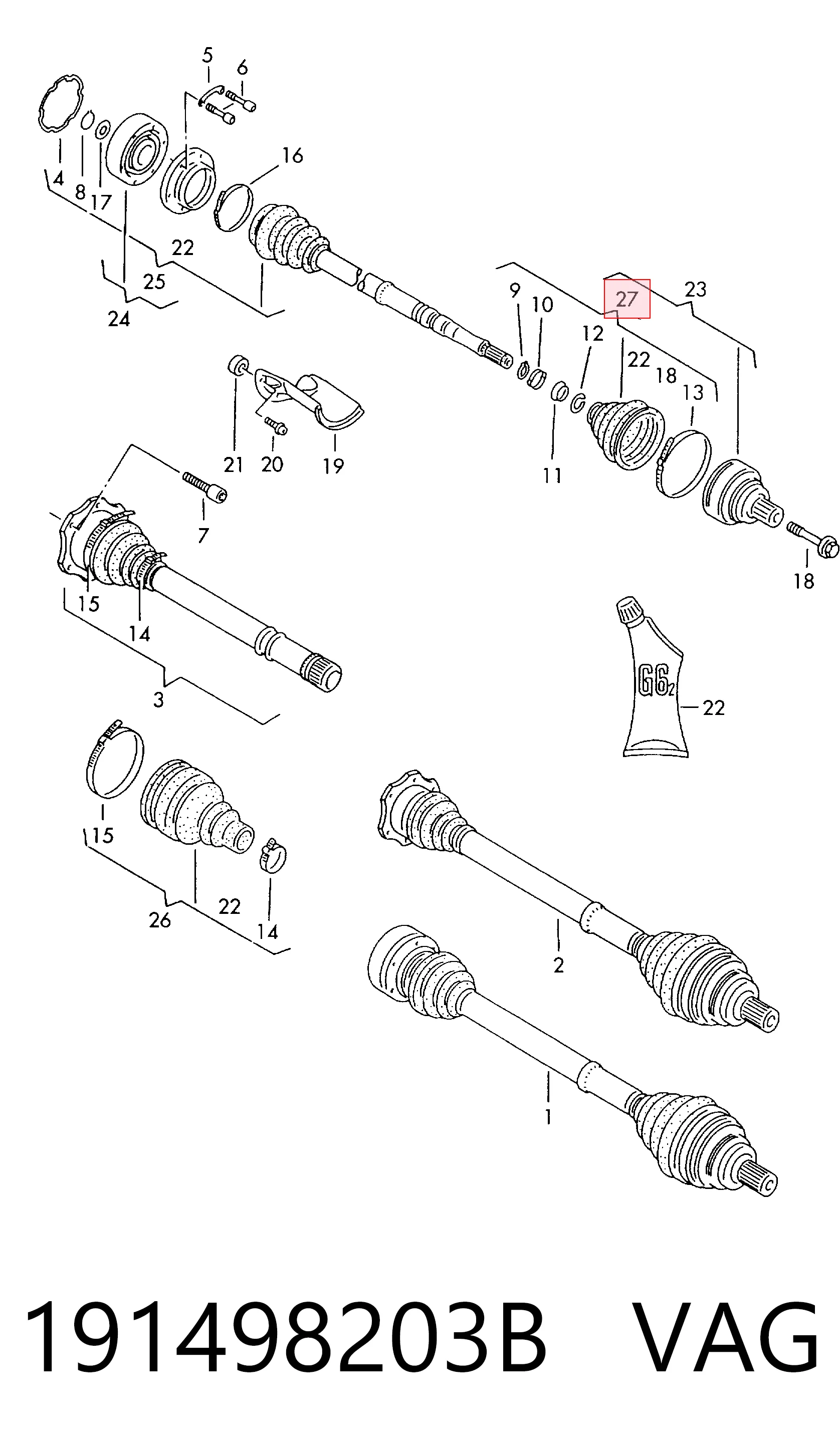 Fuelle semieje delantero exterior para Audi 80  (8C2)