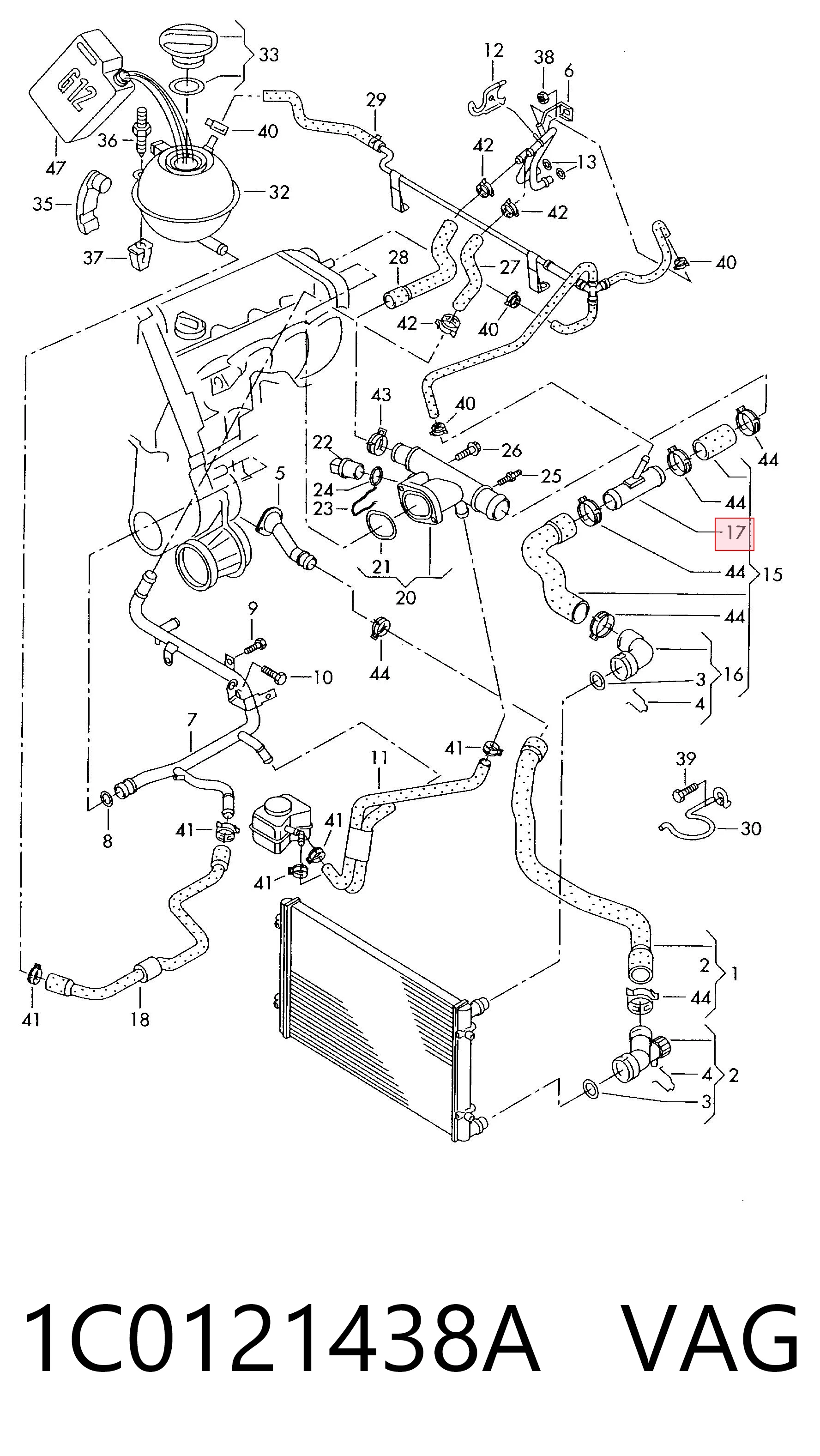 1C0121438A VAG Manguera de refrigeración
