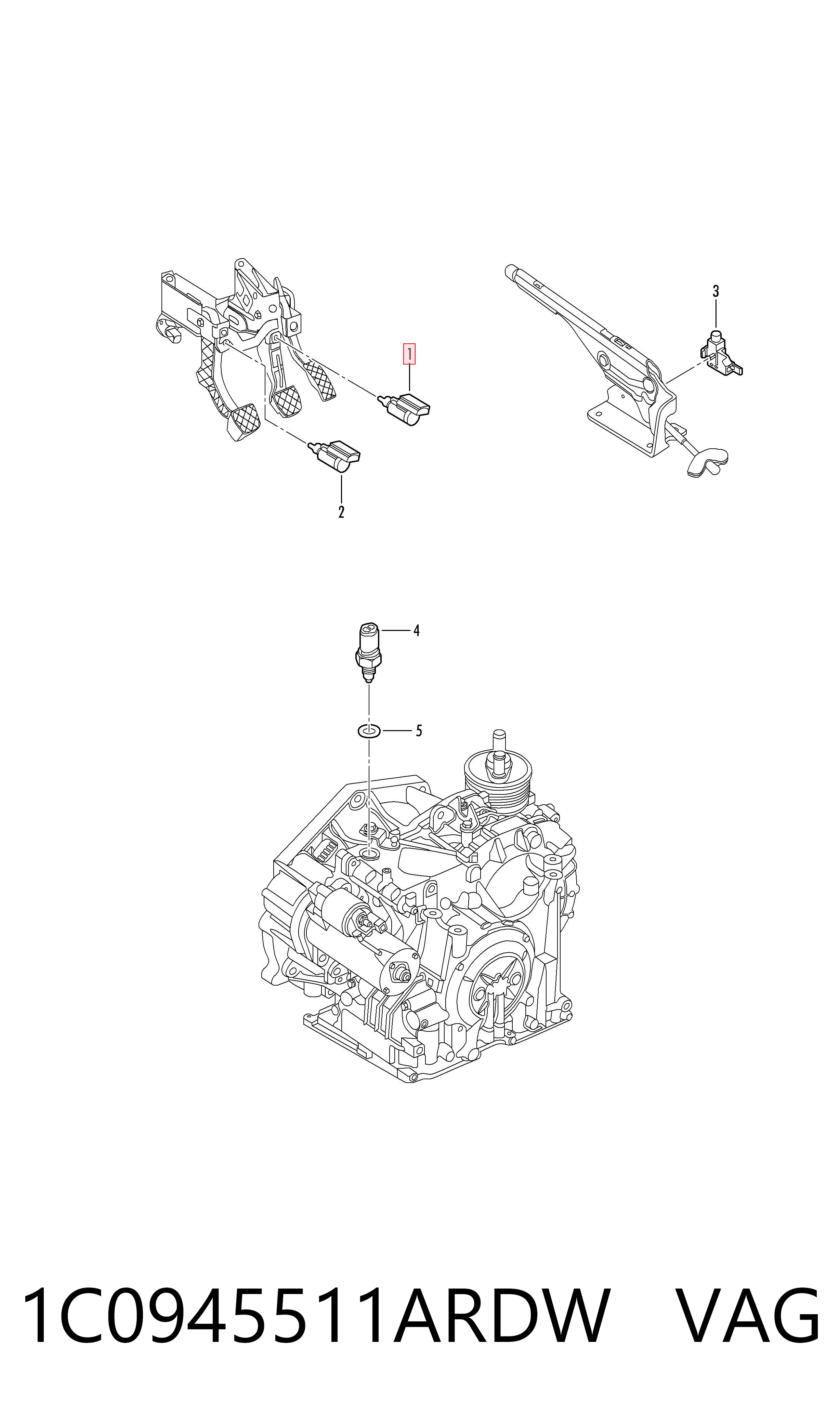 Comprar 1C0945511ARDW VAG Interruptor de luz de freno