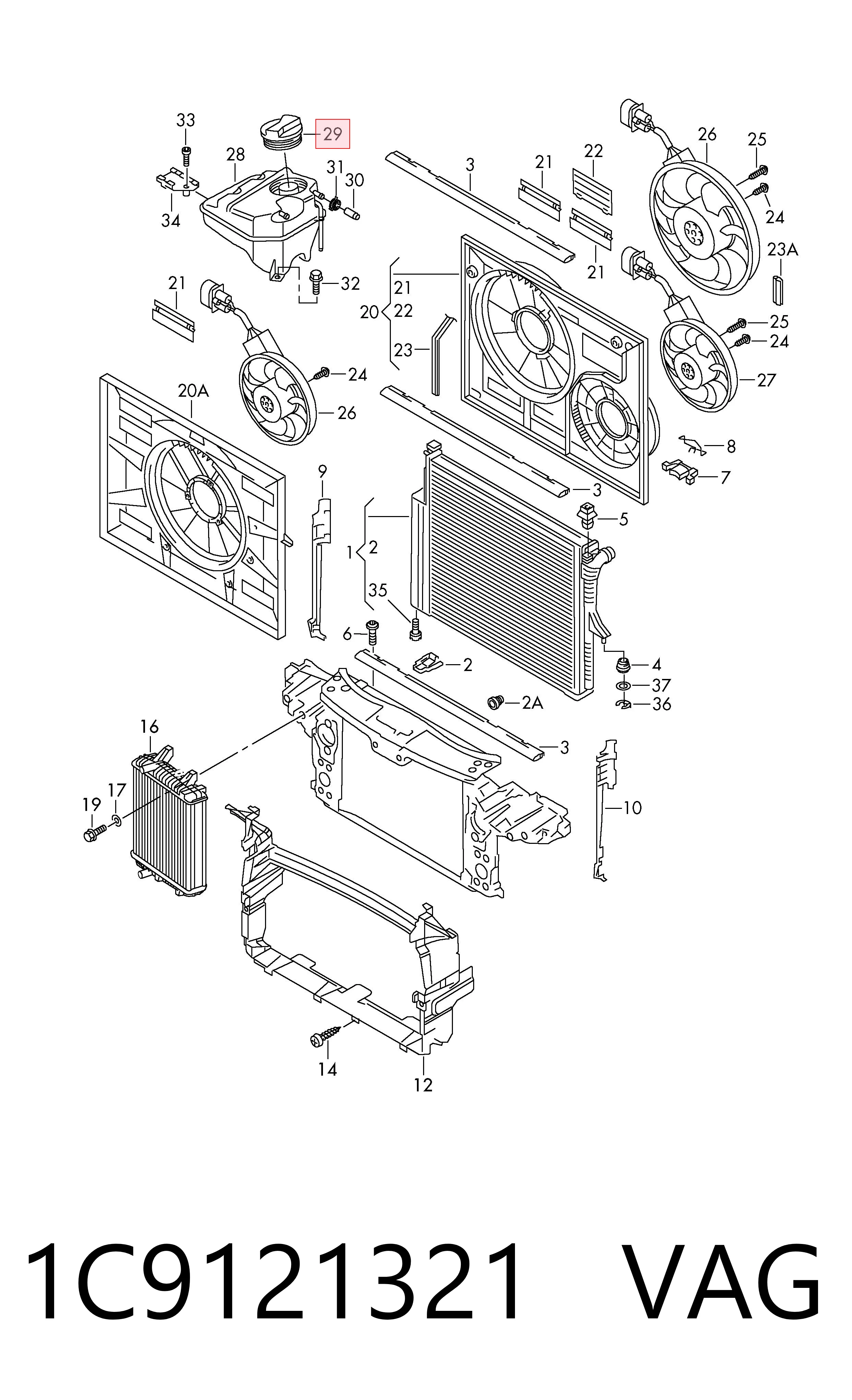 1C9121321 VAG Tapón del radiador de refrigerante