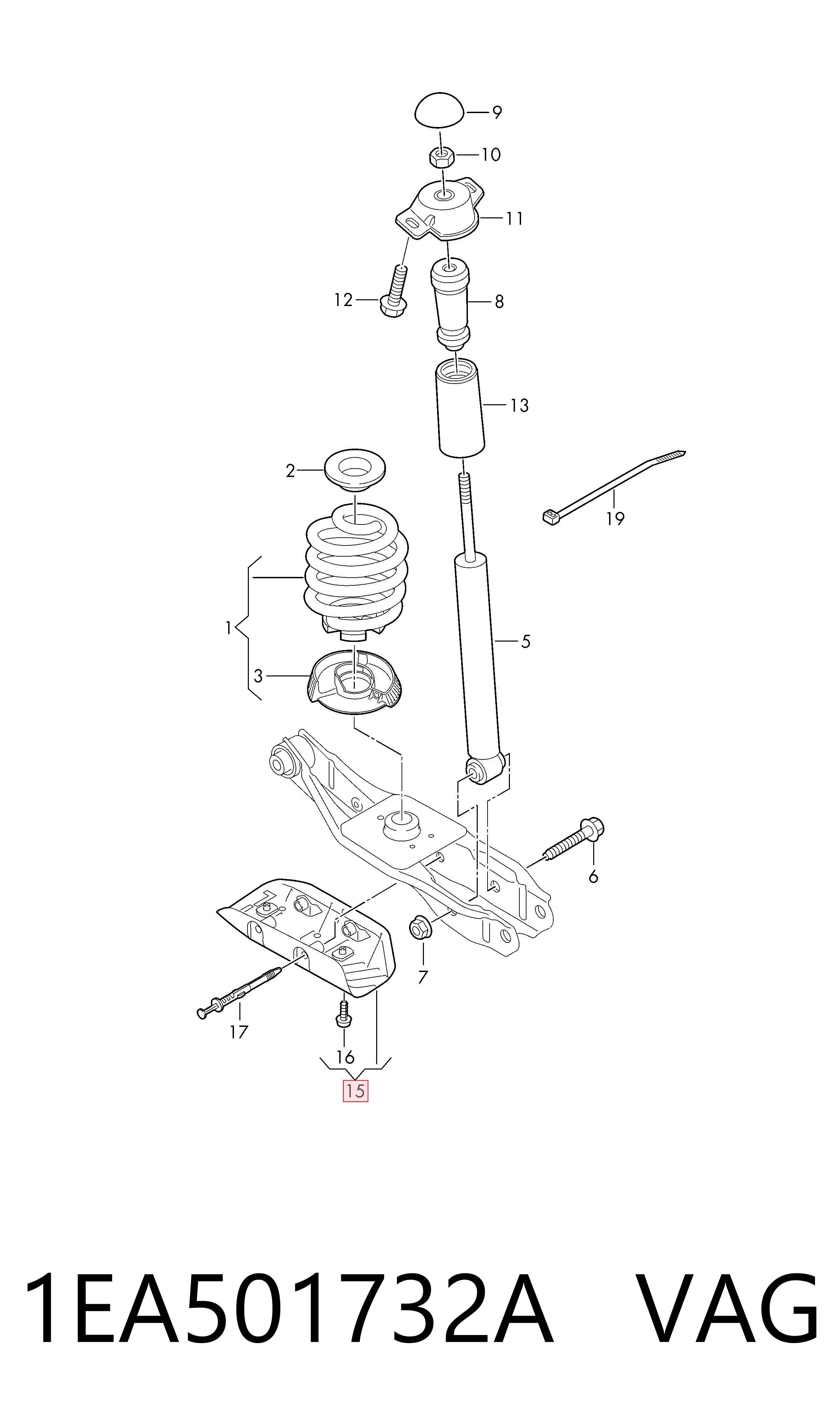 Protección inferior trasera del brazo de suspensión VAG 1EA501732A precio, desde 15,75 EUR