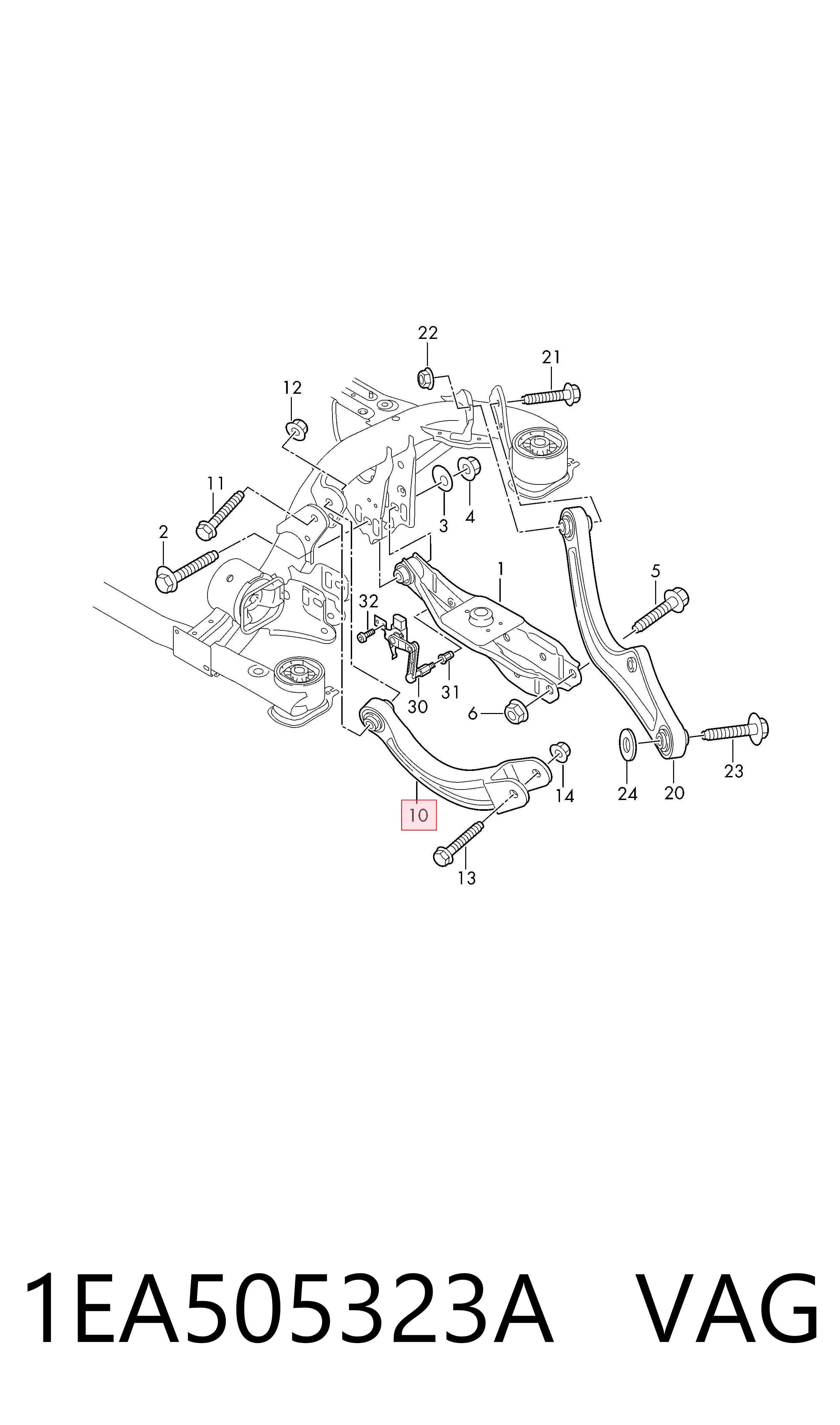 1EA505323A VAG Brazo superior de suspensión trasera izquierdo/derecho