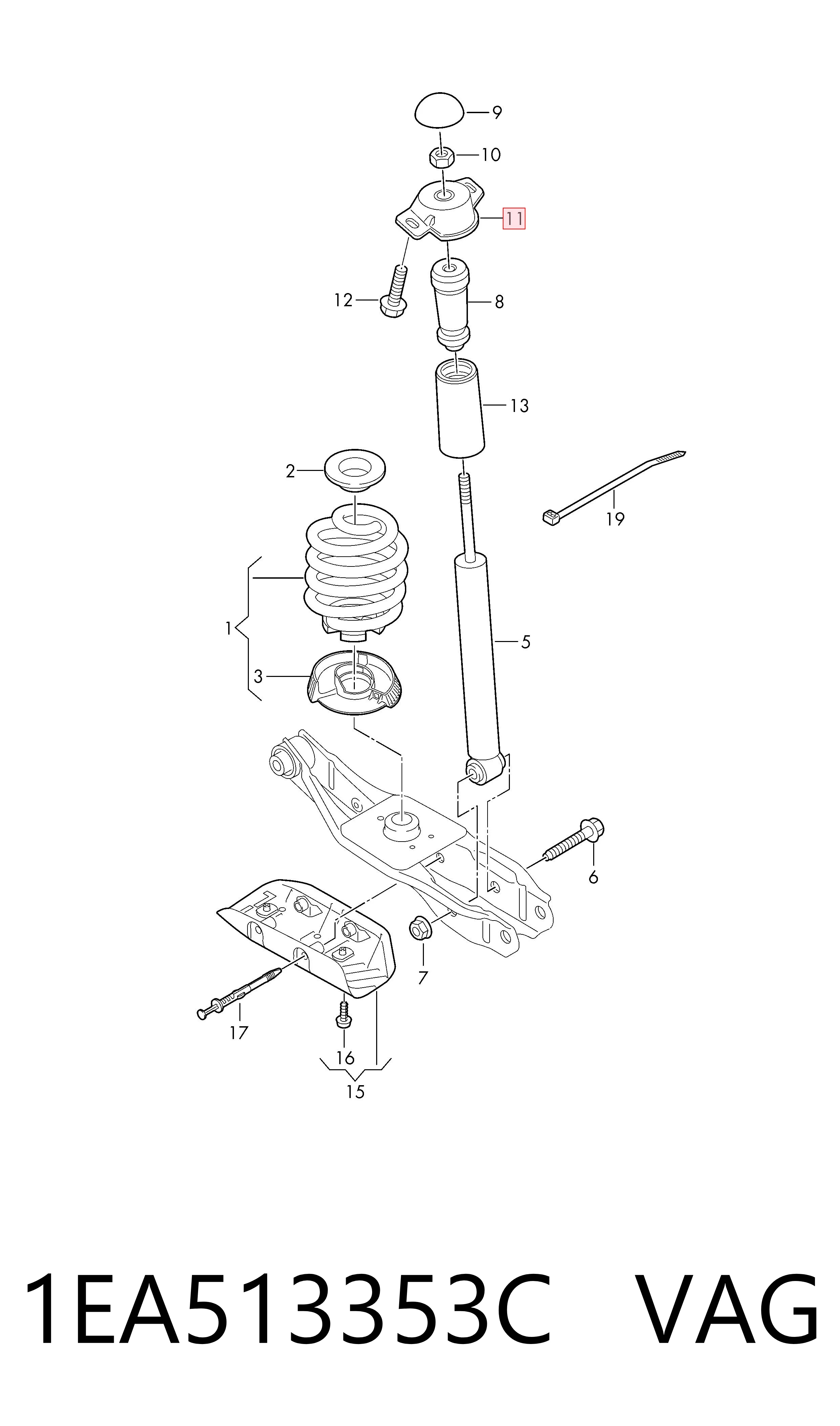 1EA513353C VAG Soporte amortiguador trasero