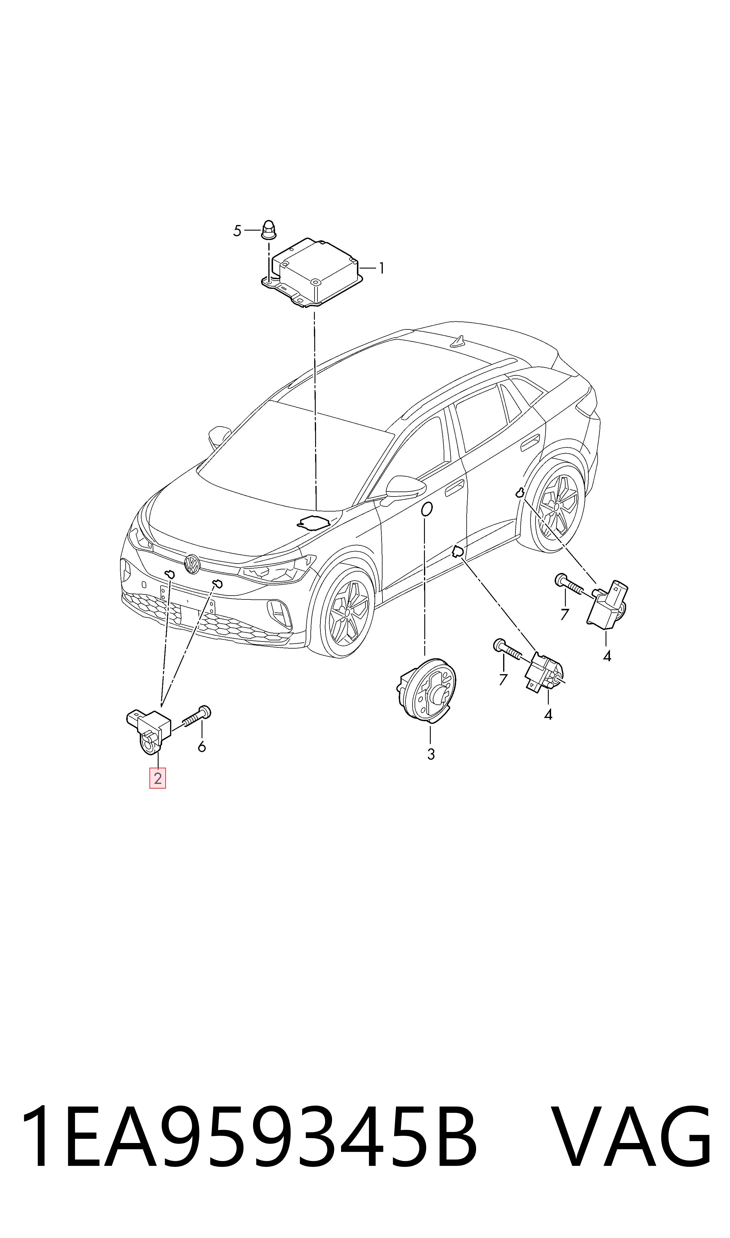 1EA959345B VAG Sensor de airbag delantero