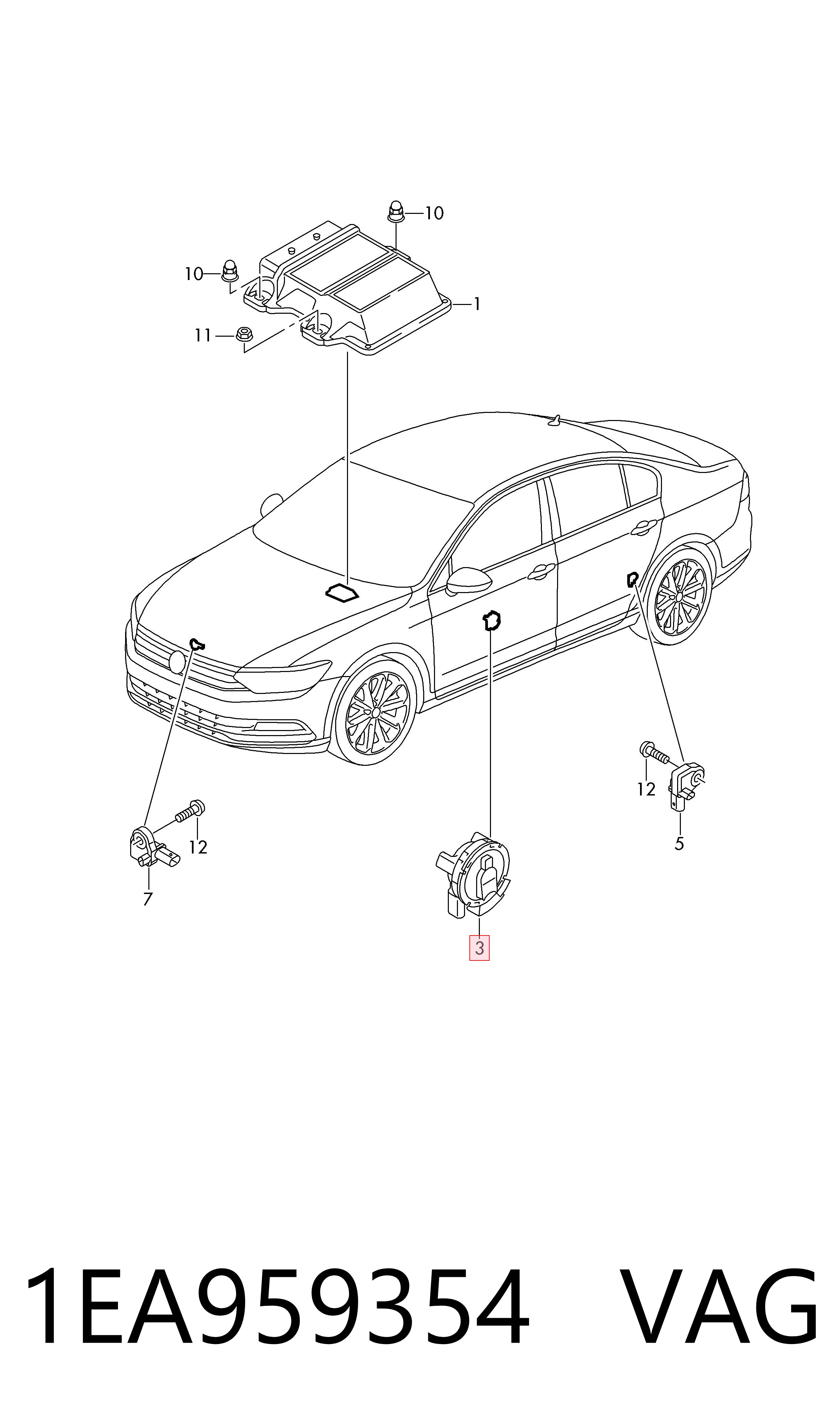 Sensor de airbag delantero VAG 1EA959354 precio, desde 50,82 EUR