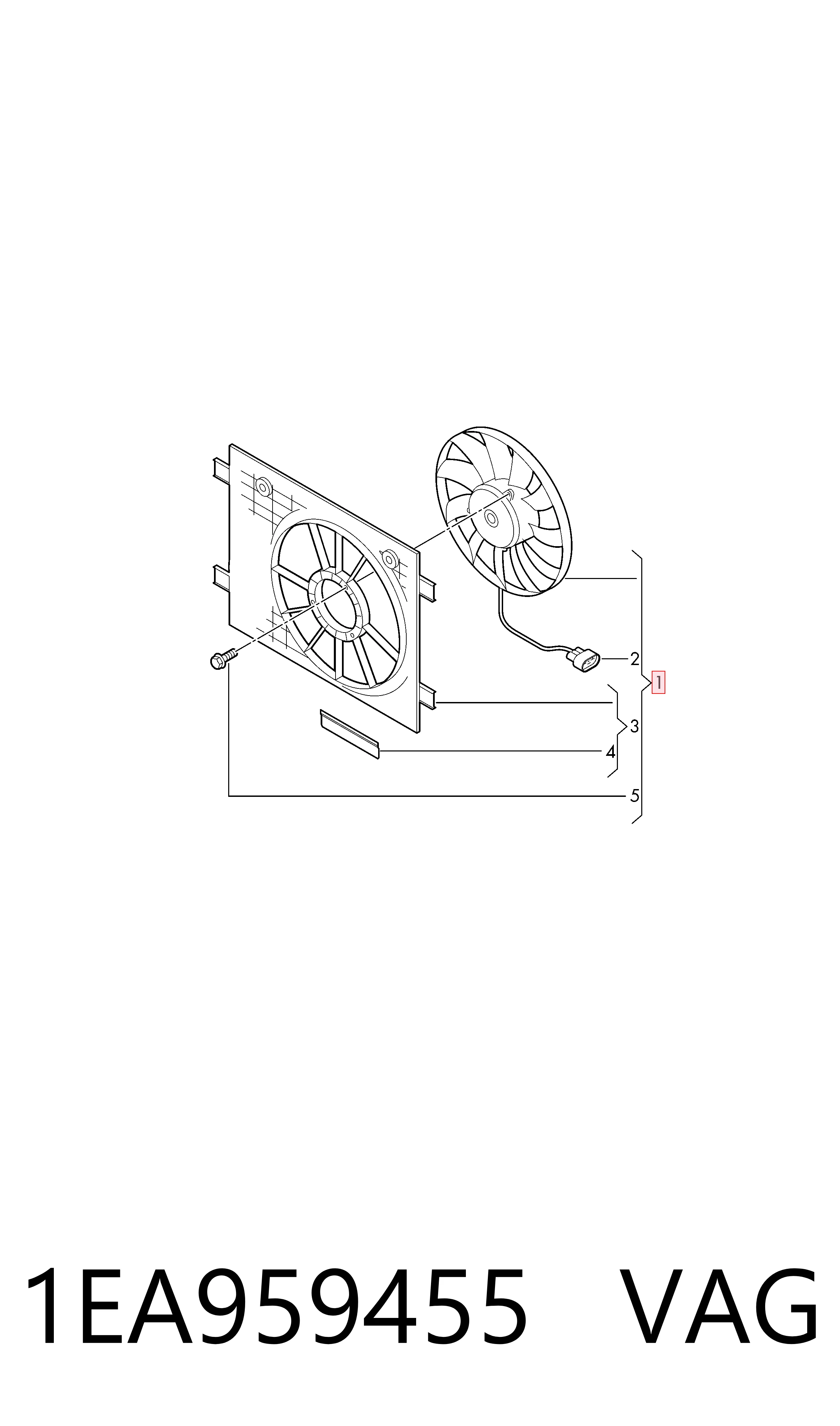 Difusor del radiador de refrigeración con motor y hélice 1EA959455 VAG