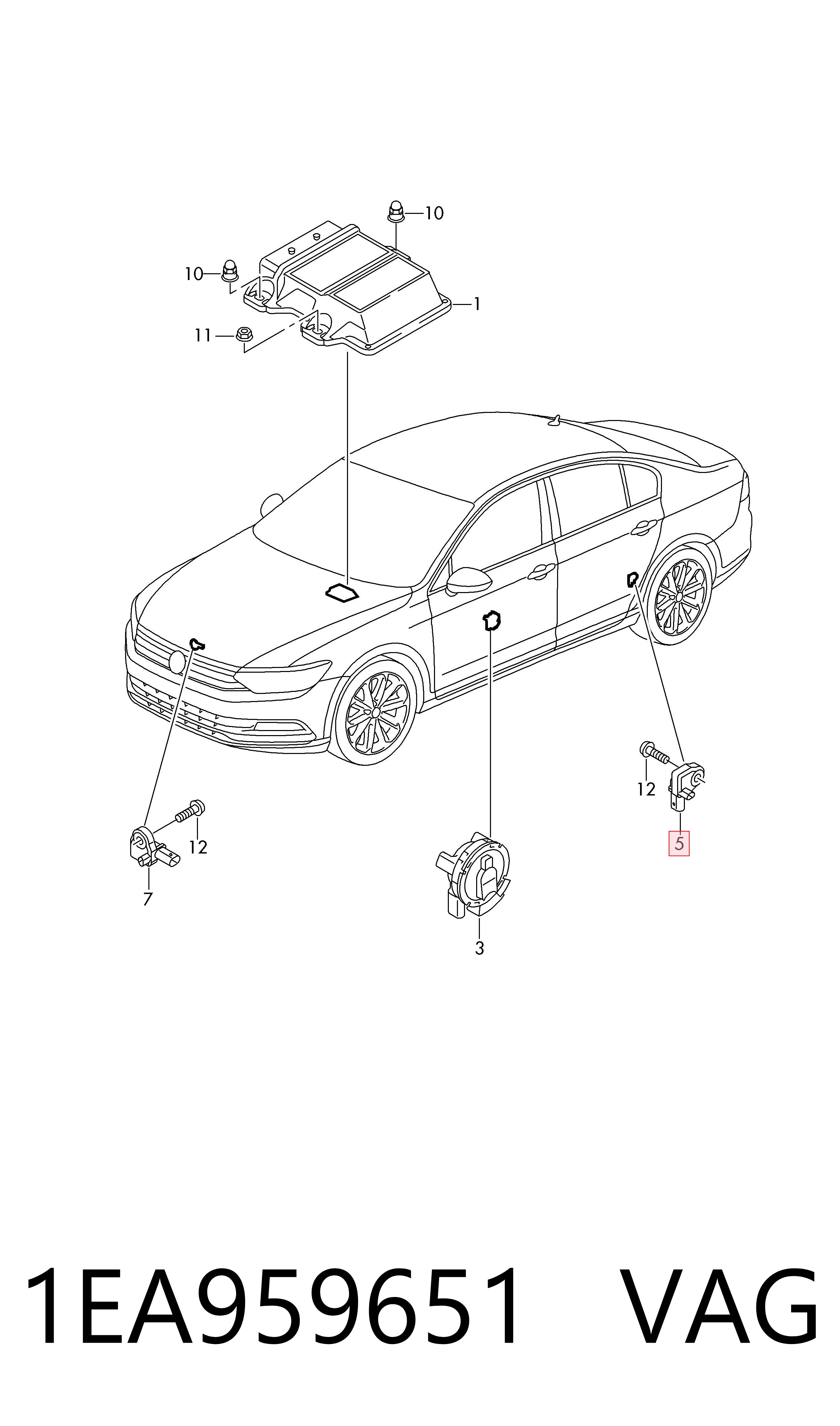 Sensor de airbag delantero VAG 1EA959651 precio, desde 71,15 EUR