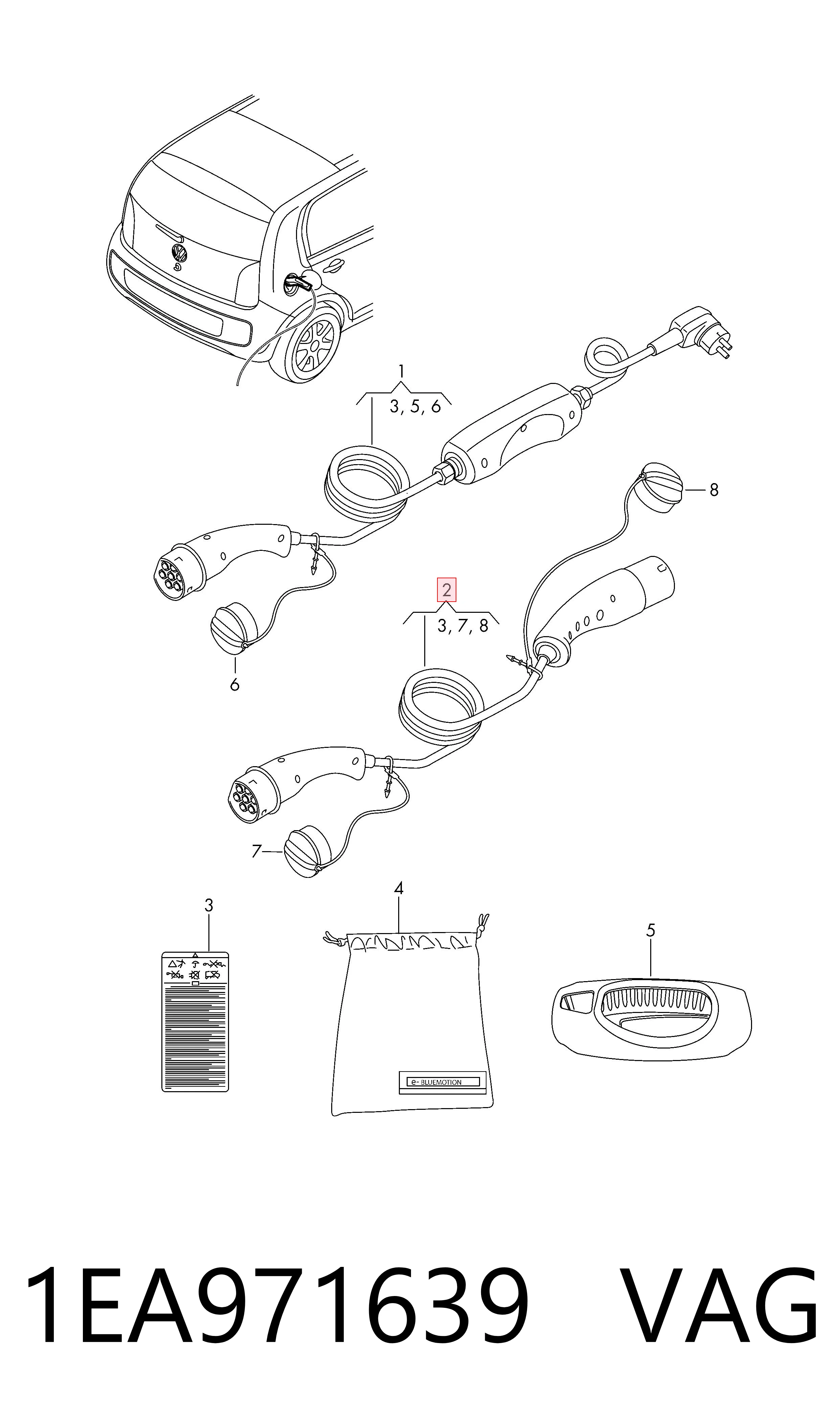 1EA971639 VAG Cable de carga para vehículo eléctrico