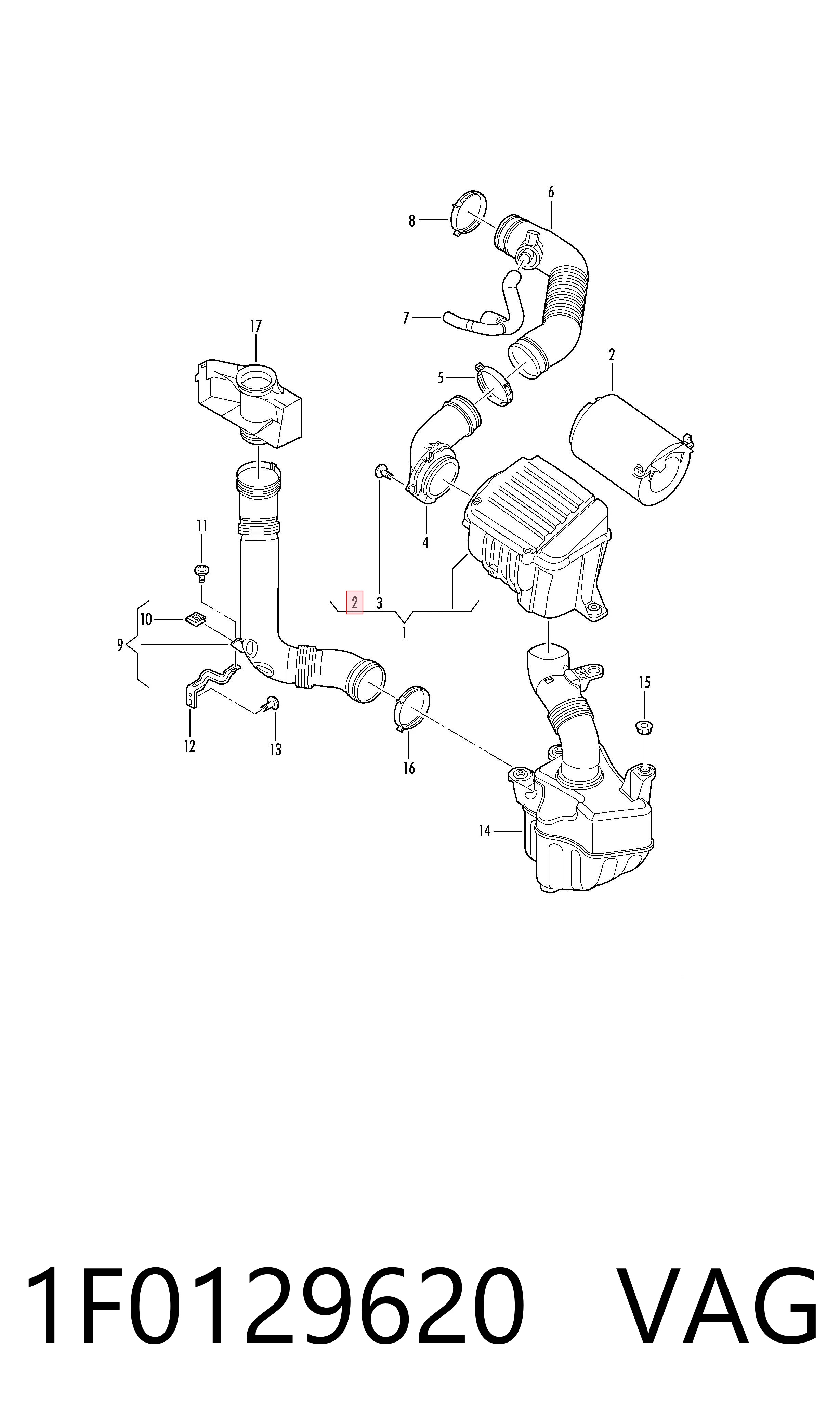 1F0129620 VAG Filtro de aire de motor
