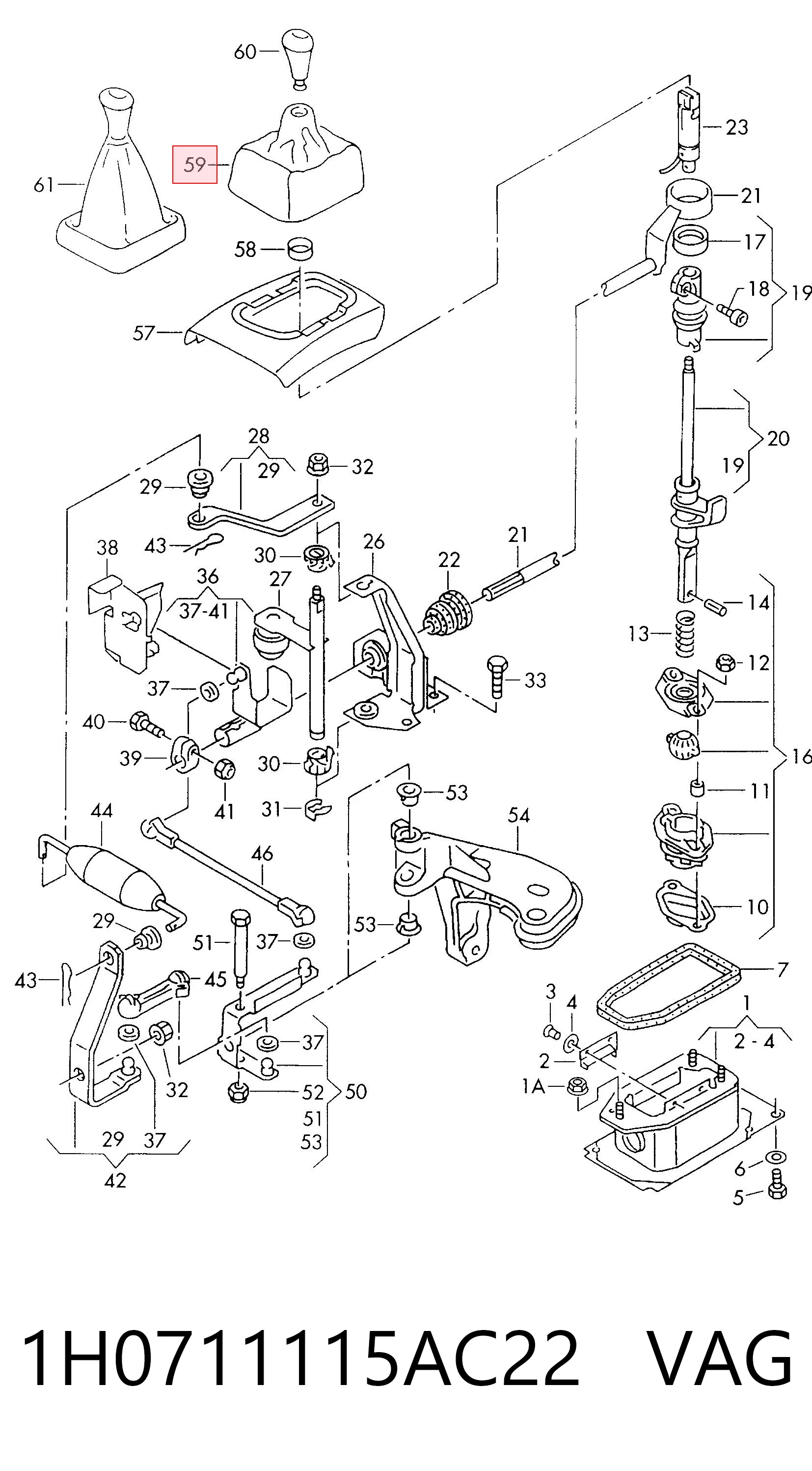 1H0711115AC22 VAG Funda de la palanca de cambios