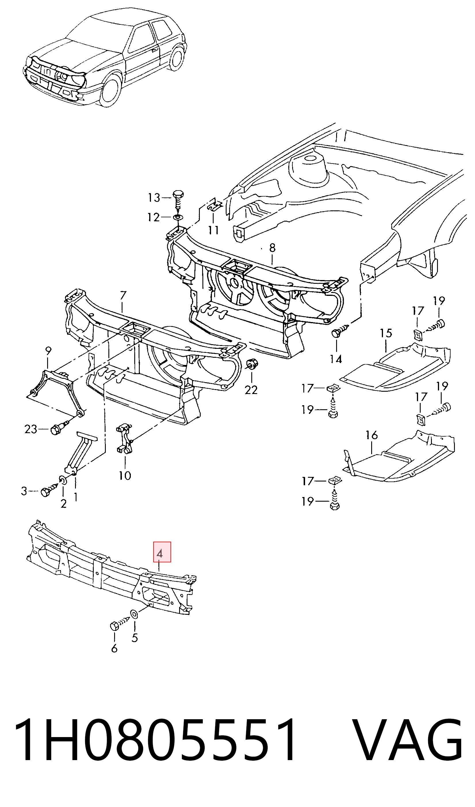 Refuerzo paragolpes delantero Volkswagen Golf III