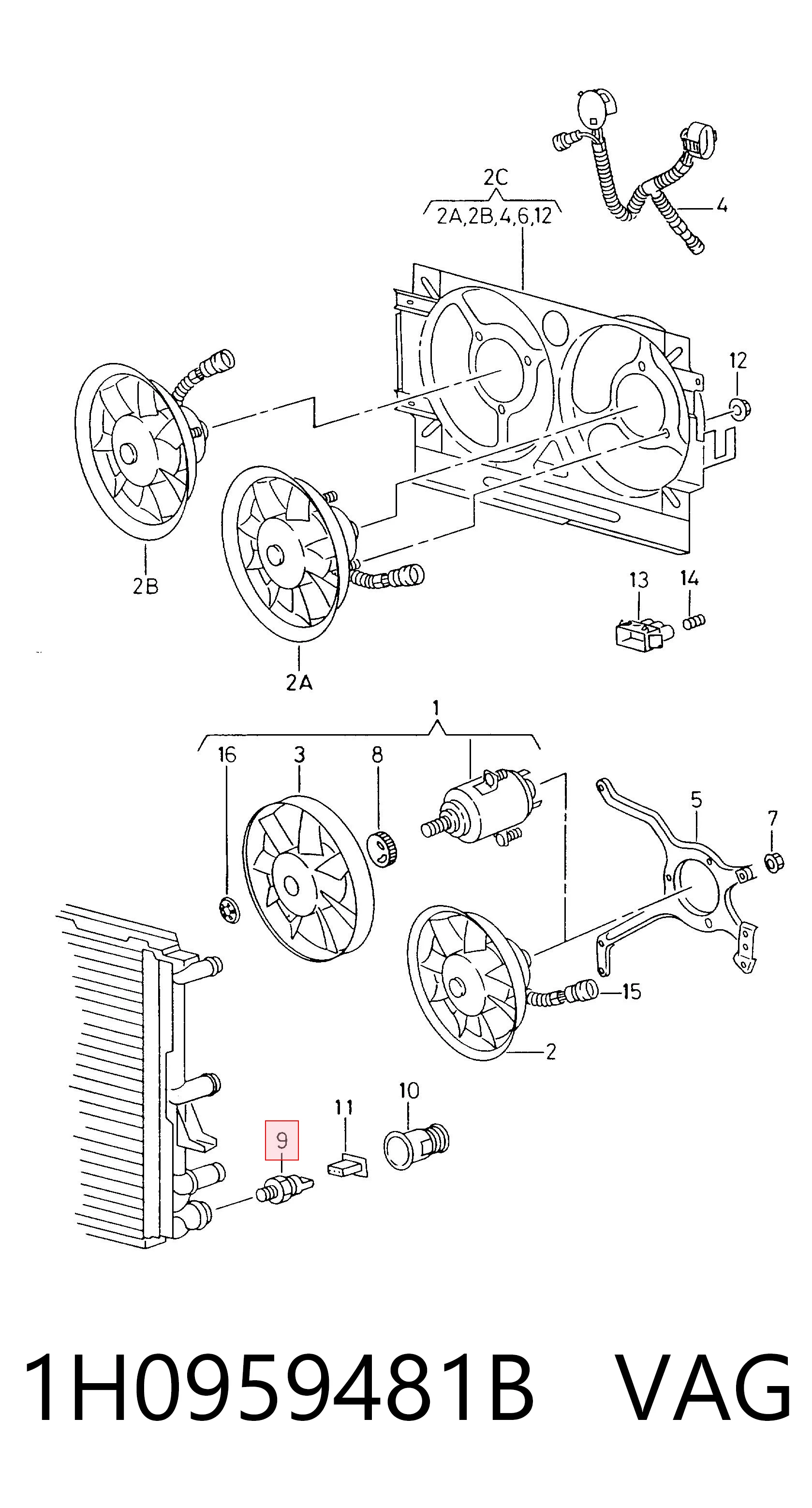 1H0959481B VAG Interruptor térmico