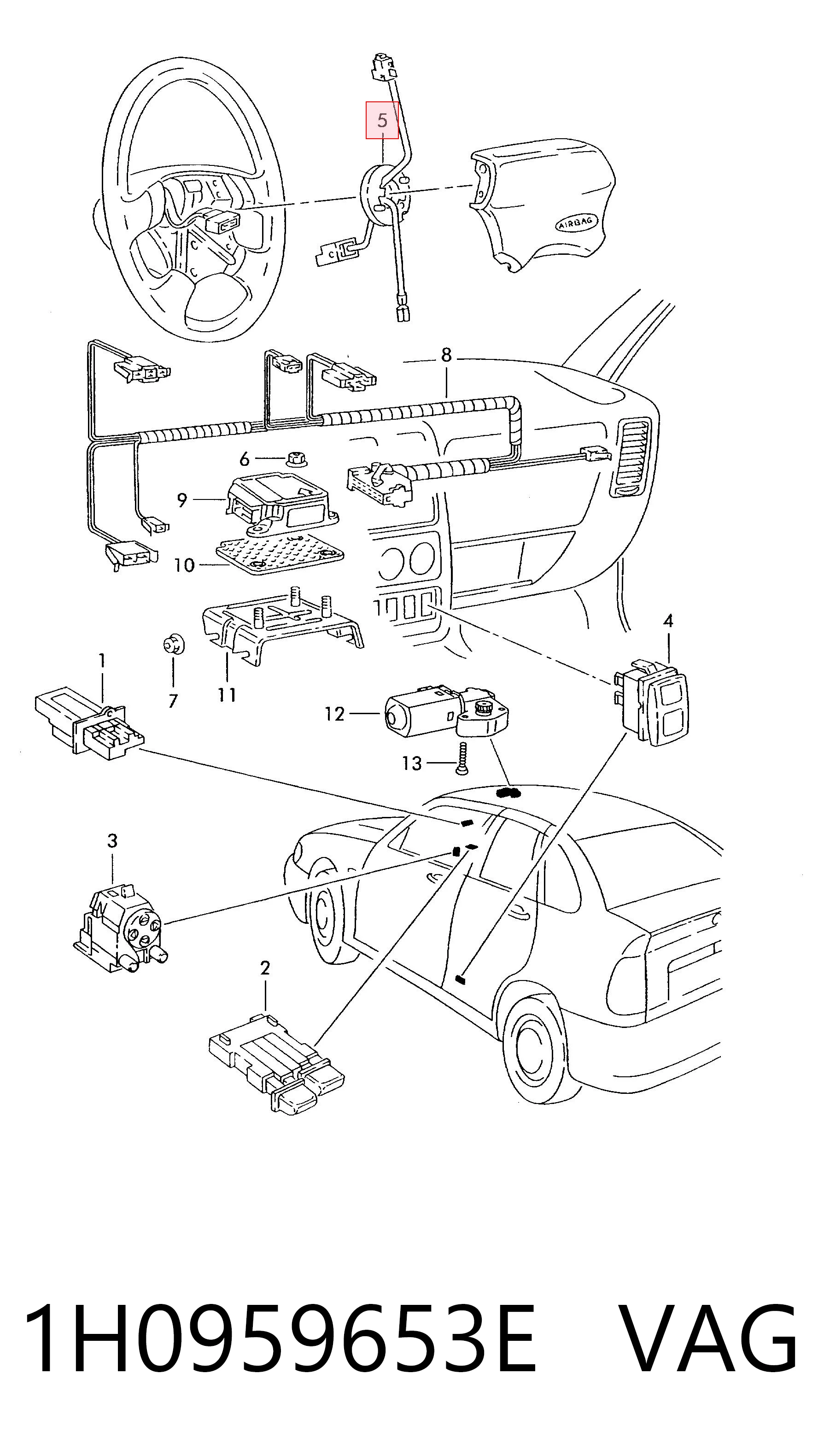 1H0959653E VAG Anillo de AIRBAG 