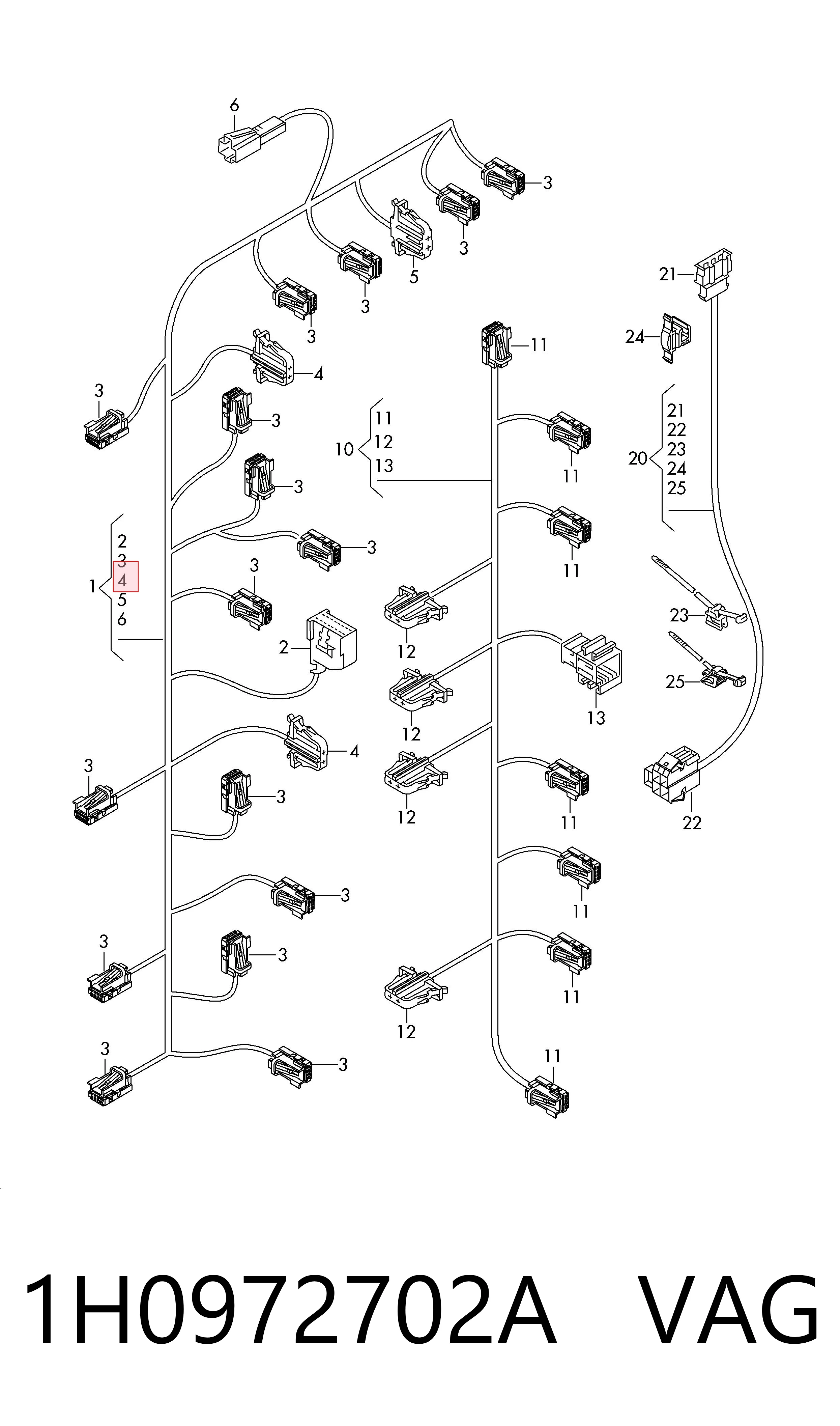 1H0972702A VAG Conector de la luz de la matrícula