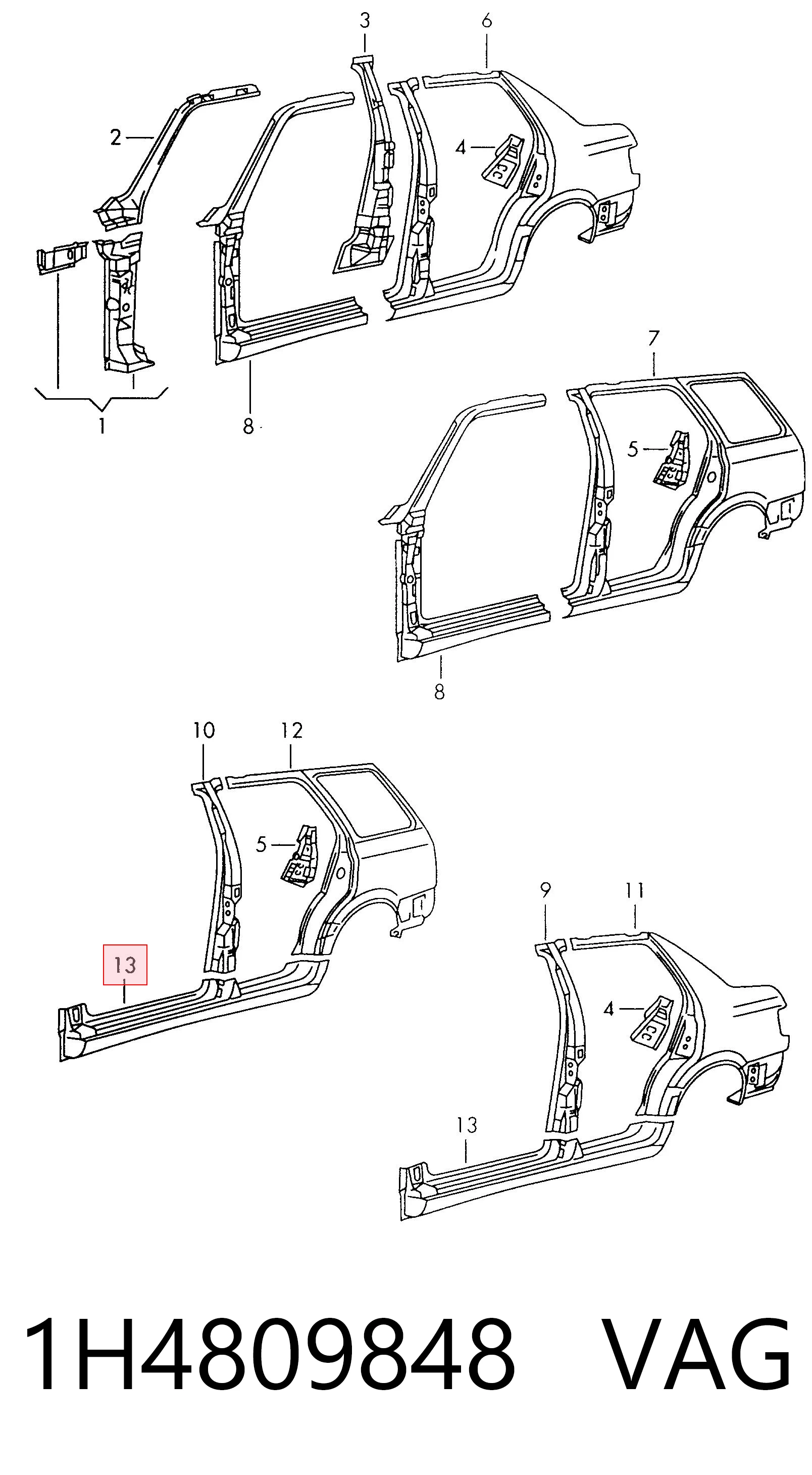 Comprar Umbral exterior derecho Volkswagen Golf III 1H1 a bajo precio