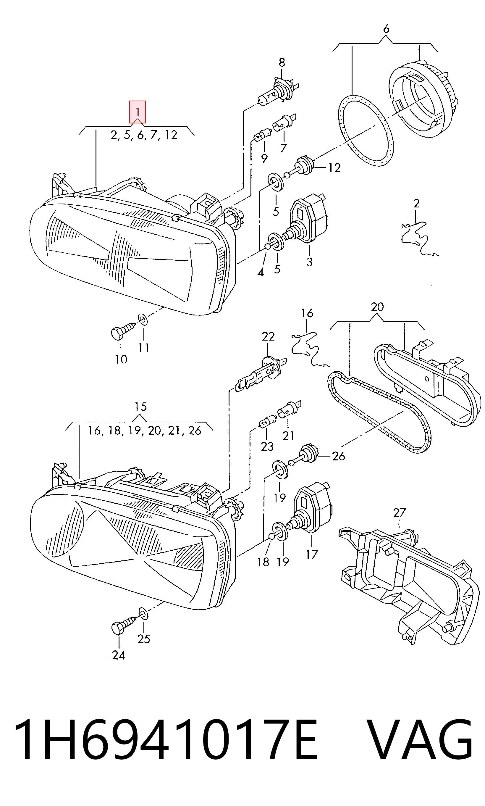 Luz frontal Volkswagen Golf III (1E7)