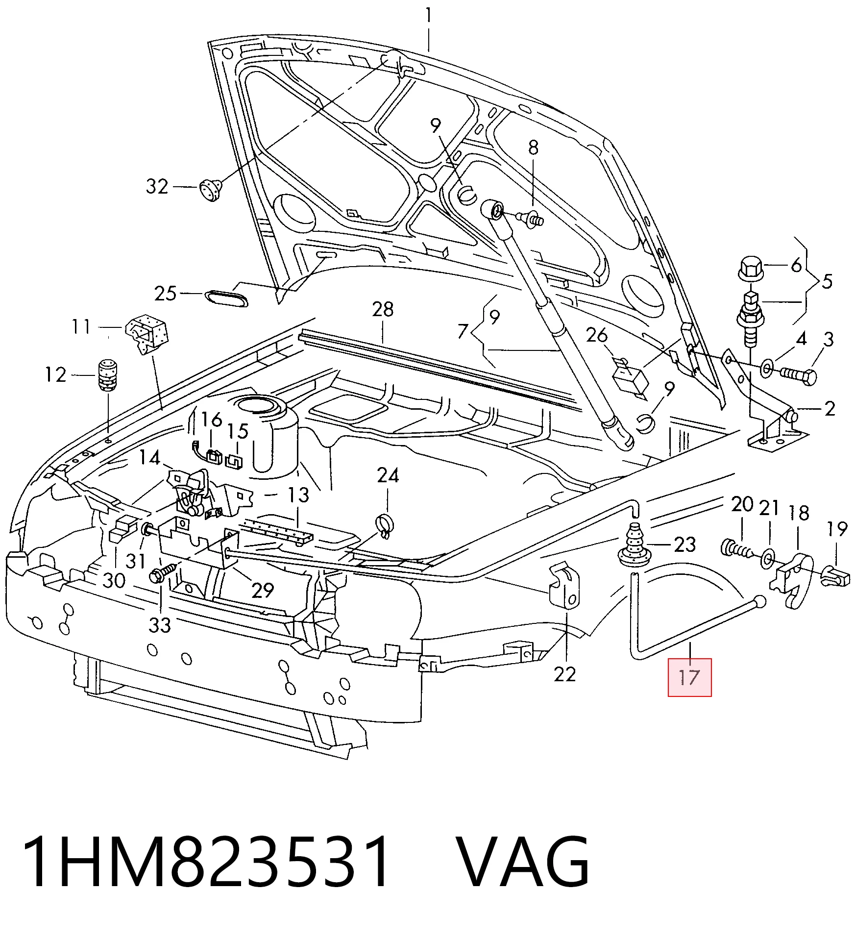 Cable de apertura de capó del motor Volkswagen Golf V hatchback (1K1) (2003 - 2010) precio, desde 13,22 EUR
