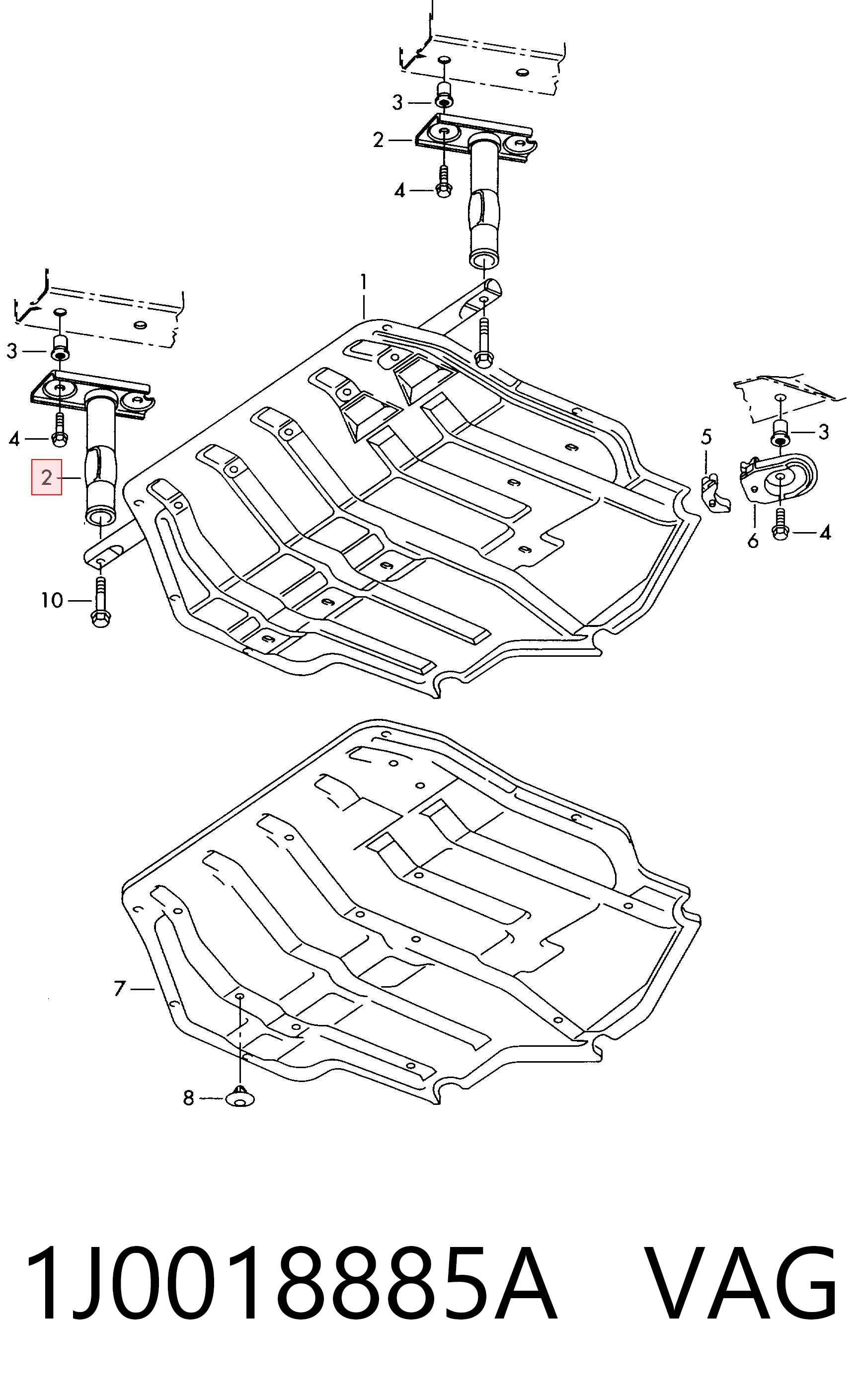 1J0018885A VAG Soporte de protección del motor
