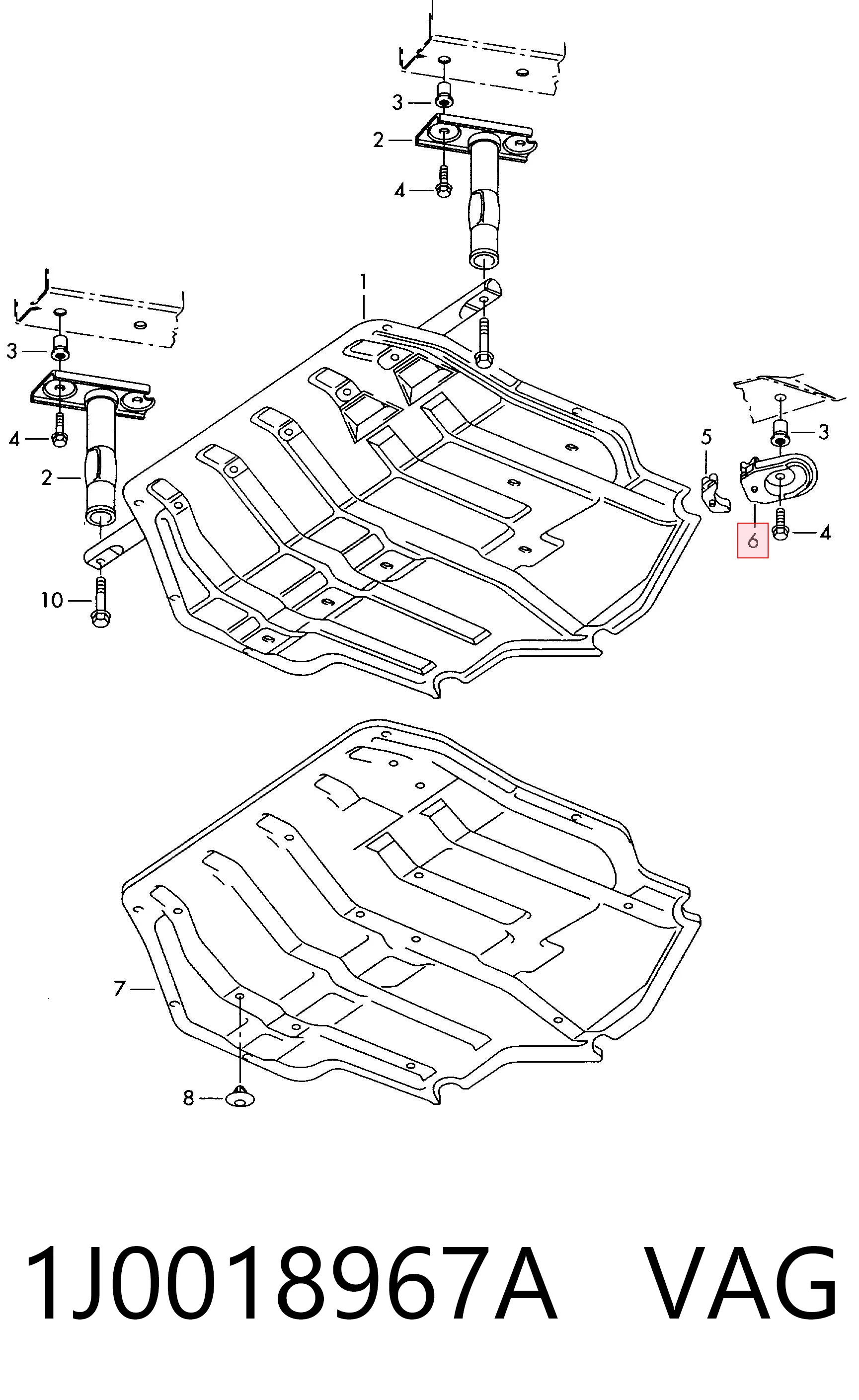 1J0018967A VAG Soporte de protección del motor