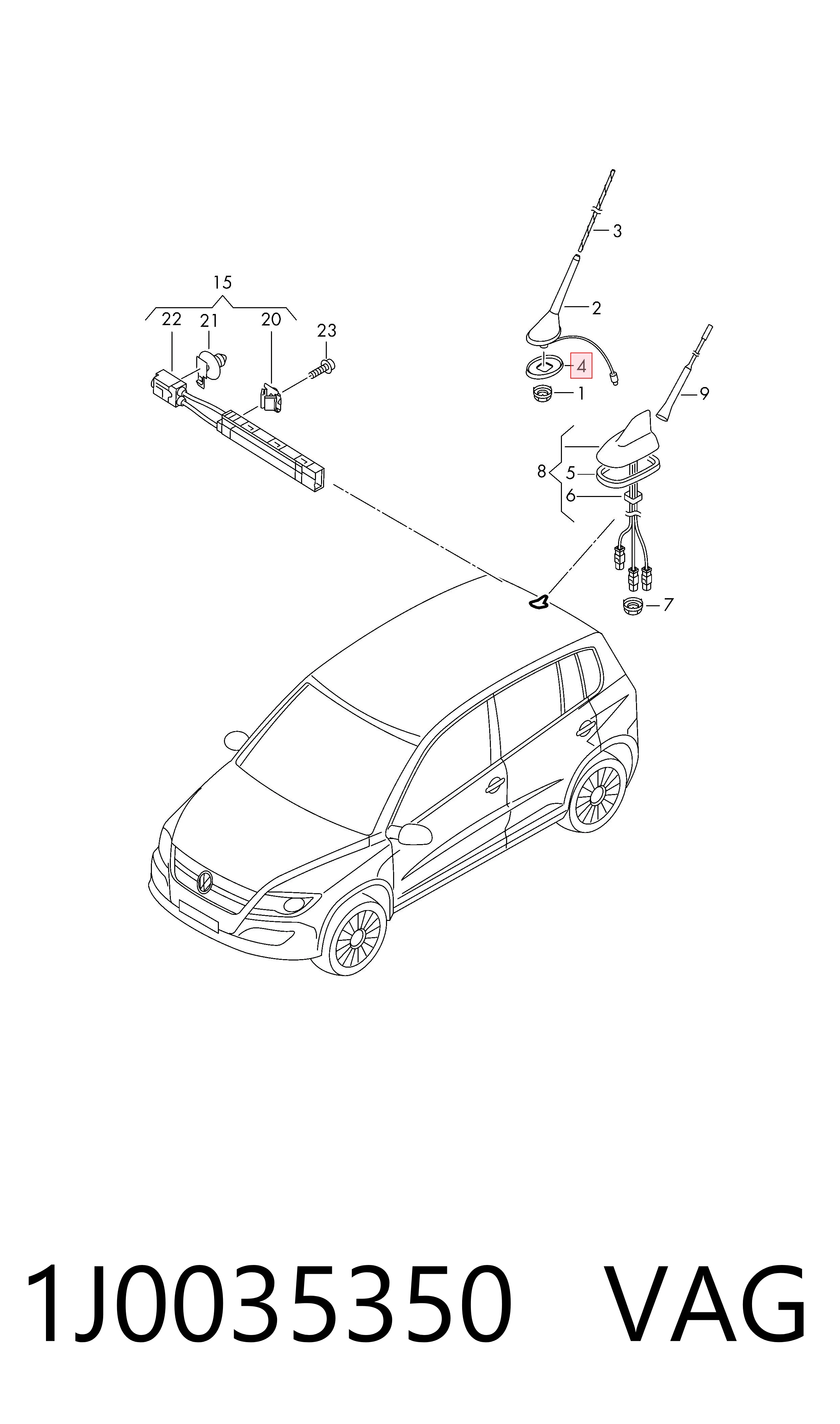 1J0035350 VAG Antena de tiburón