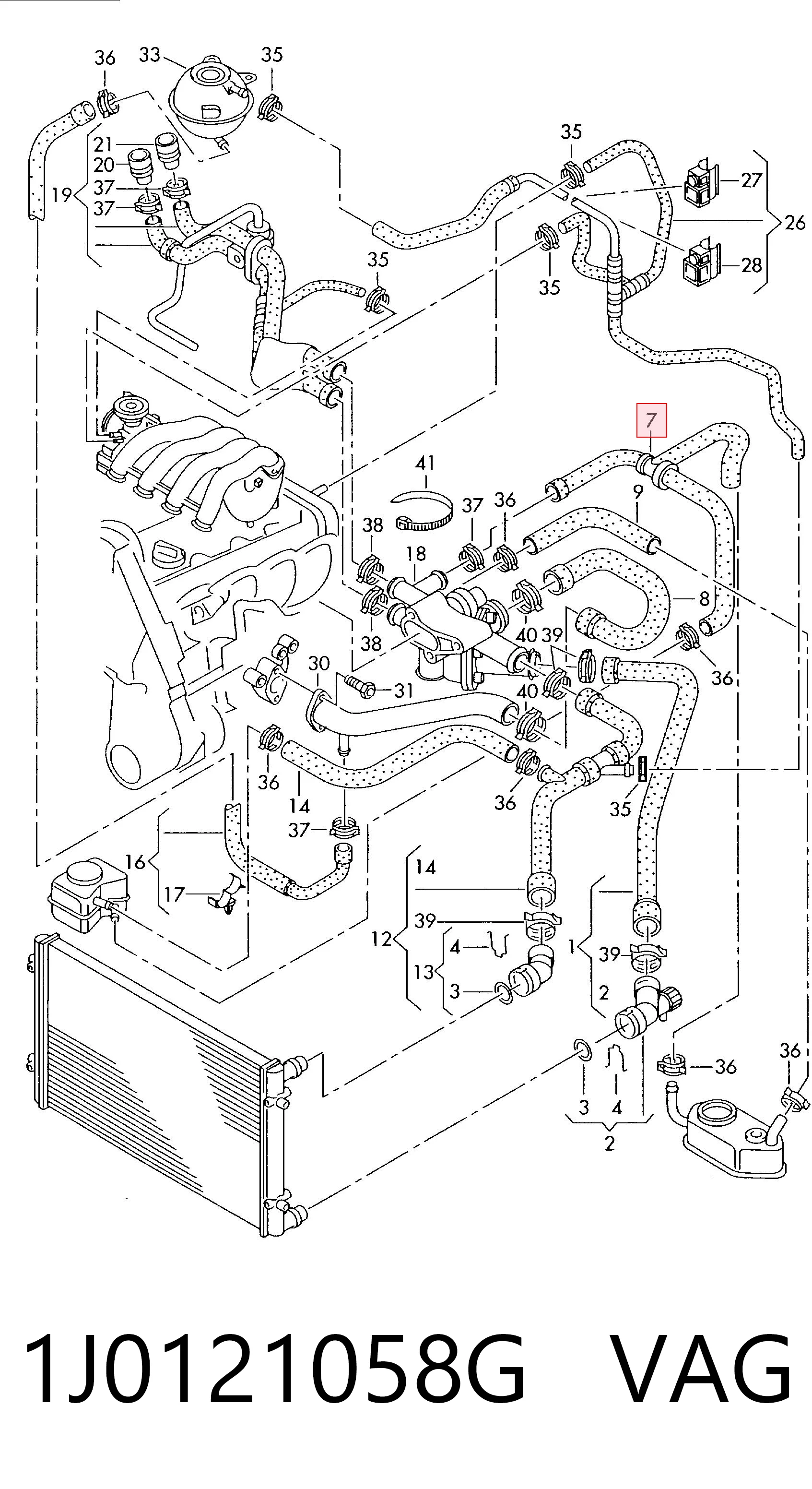1J0121058G VAG Manguera de refrigeración