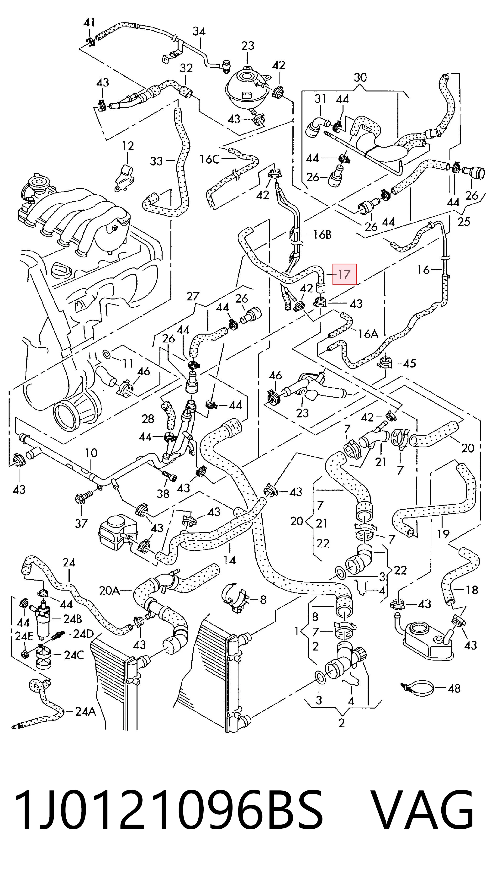1J0121096BS VAG Manguera de refrigeración