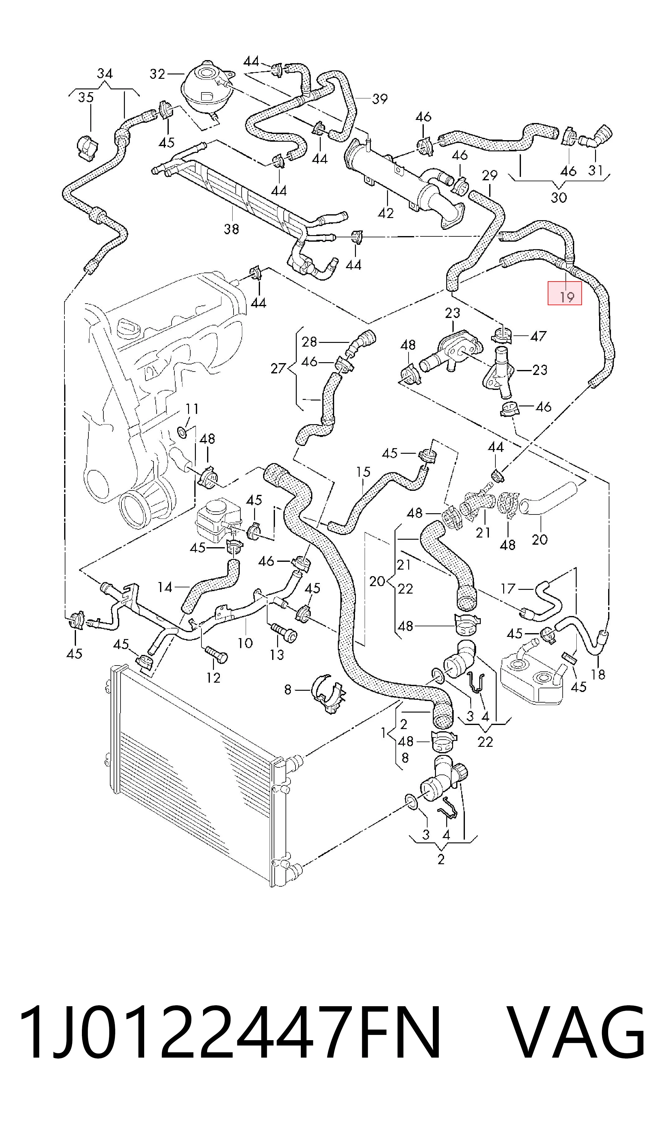 1J0122447FN VAG Manguera de refrigeración