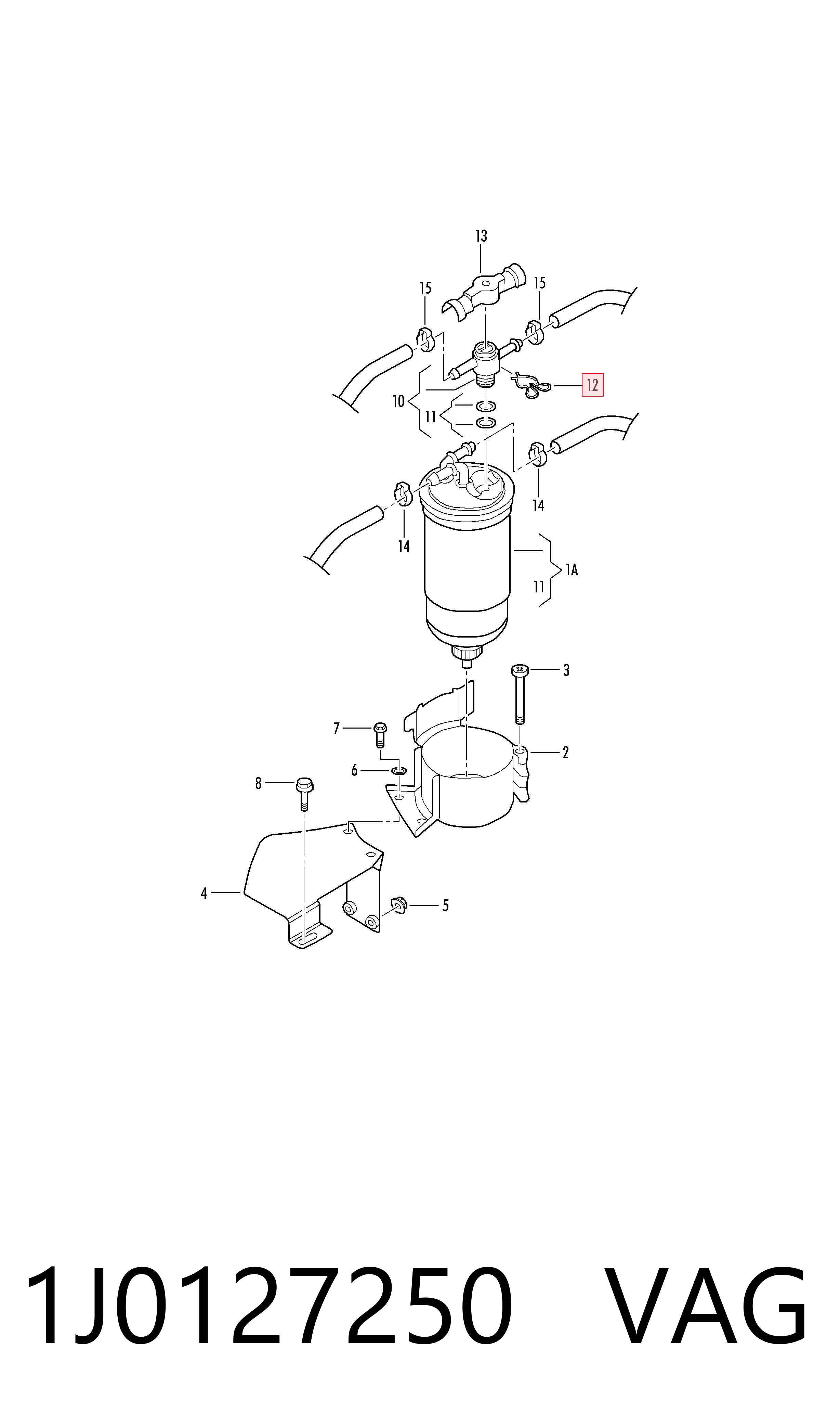 1J0127250 VAG Clip del conector del filtro de combustible