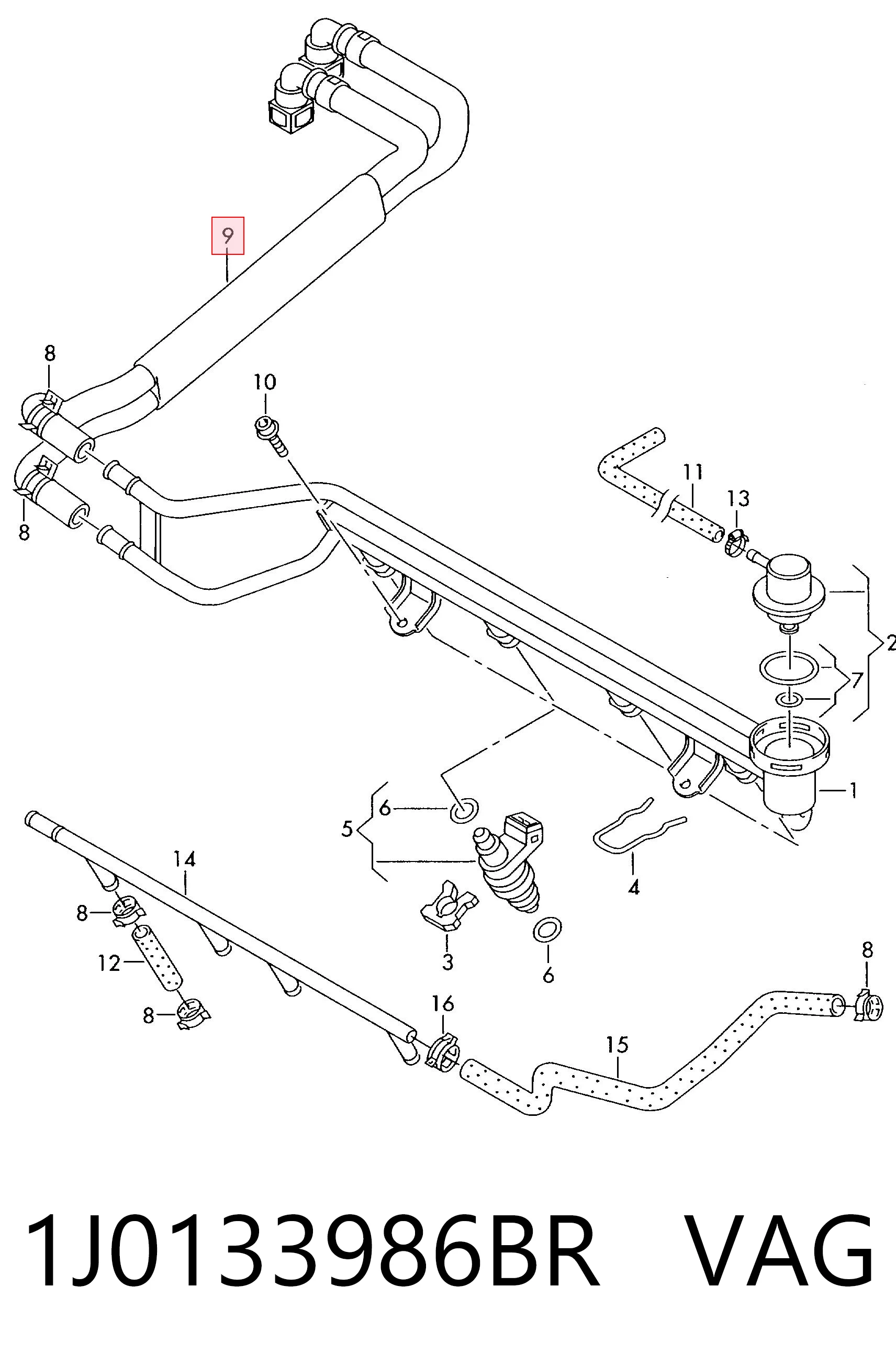 1J0133986BR VAG Juego de tuberías de combustible