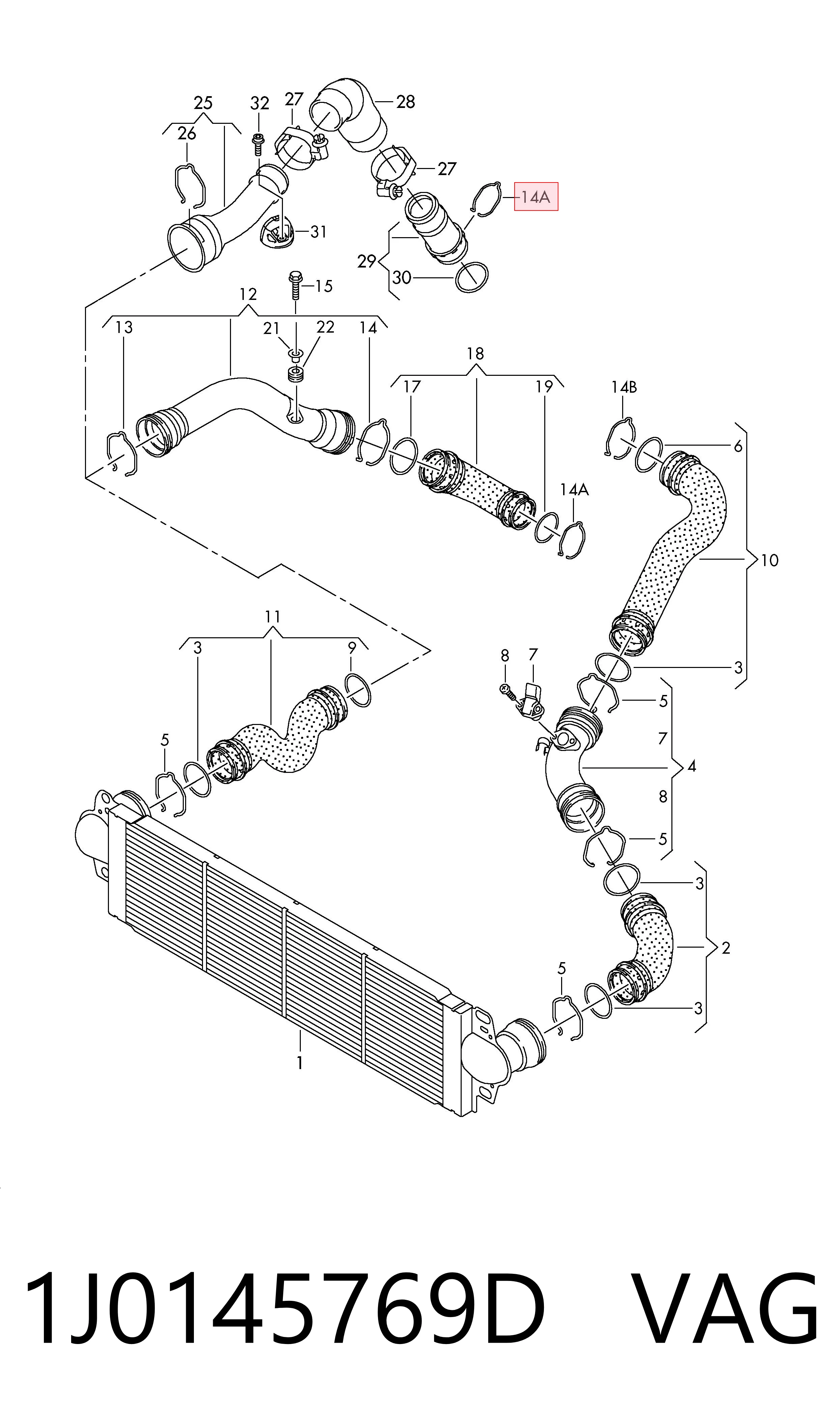 1J0145769D VAG Abrazadera de tubo del intercooler