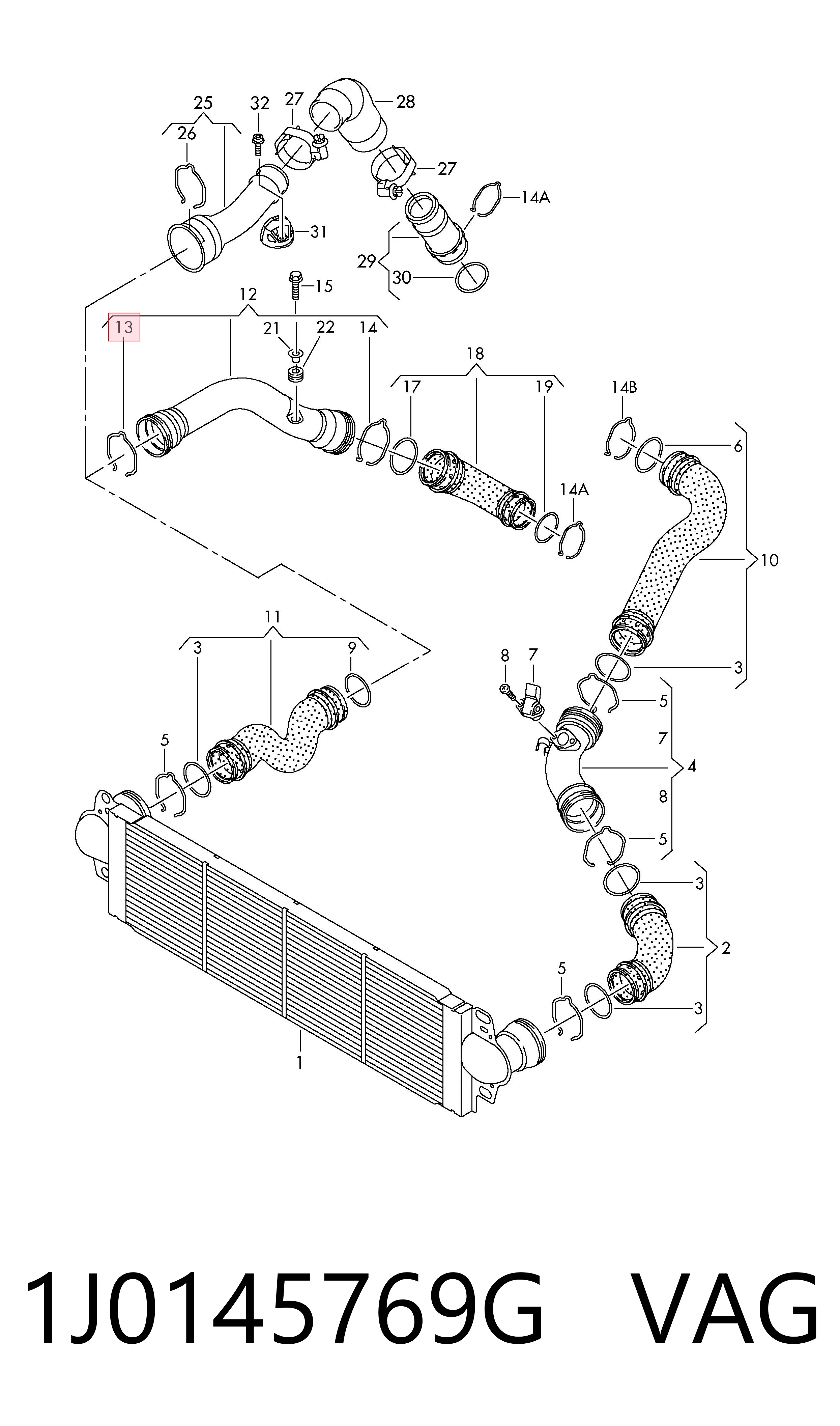 1J0145769G VAG Abrazadera de tubo del intercooler