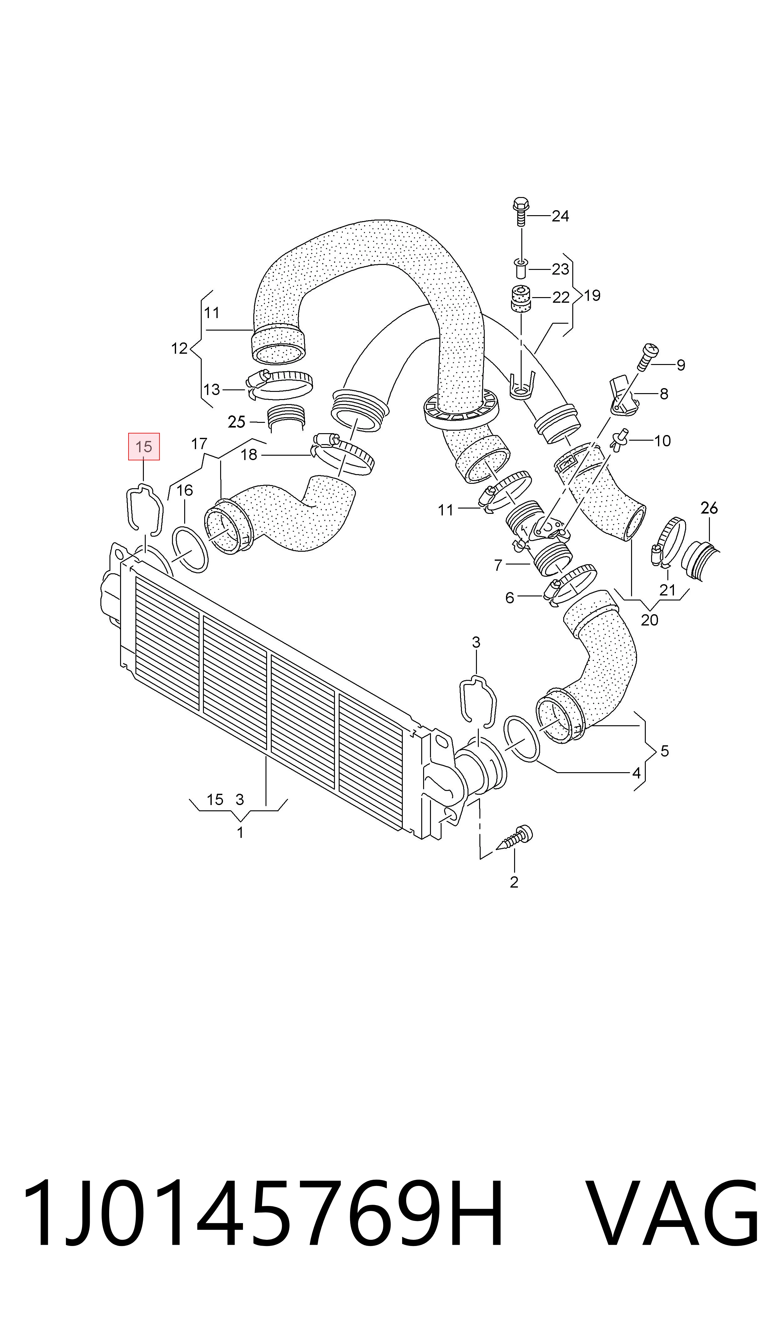 1J0145769H VAG Abrazadera de tubo del intercooler