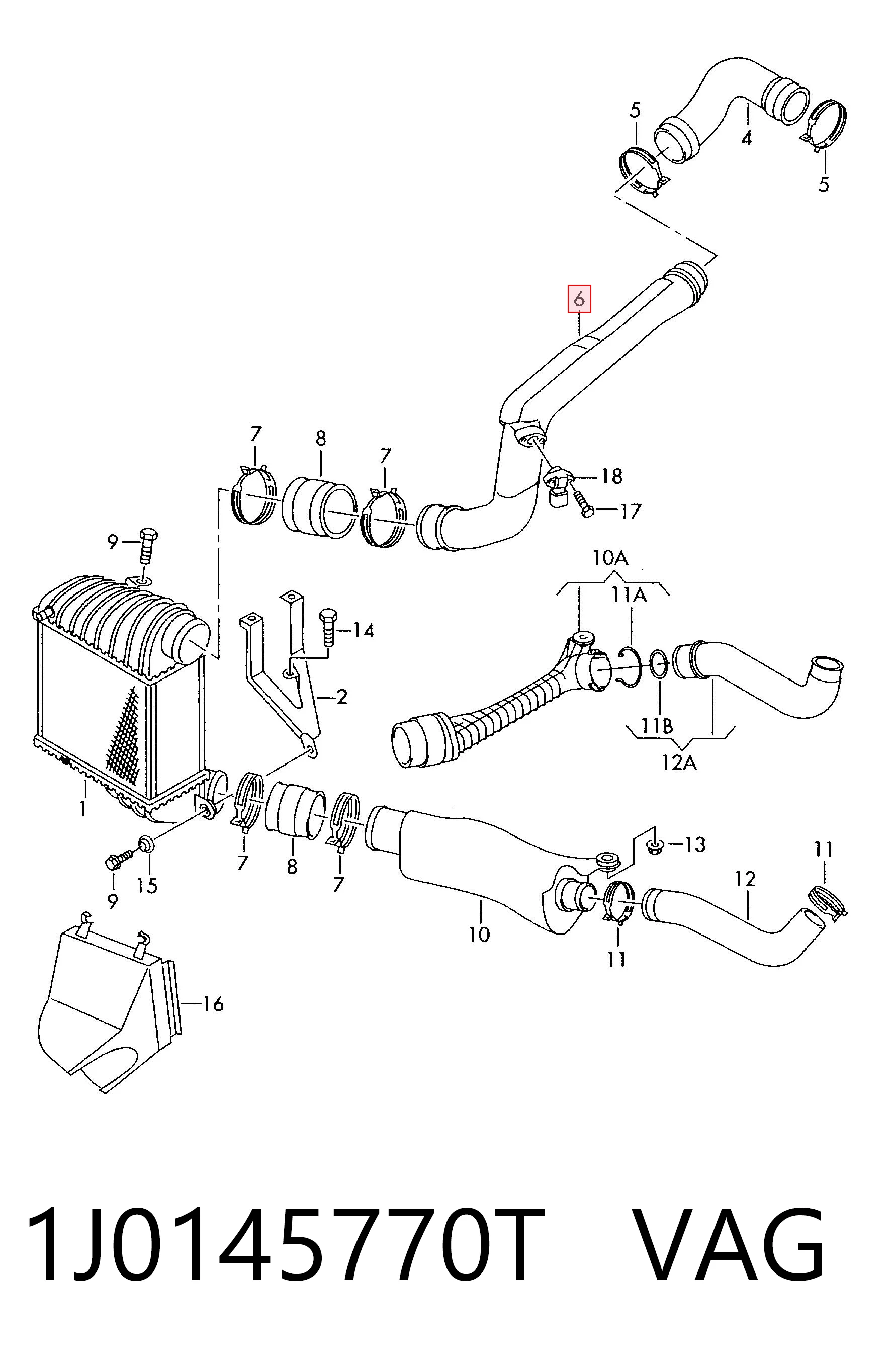Manguera del intercooler VAG 1J0145770T precio, desde 69,70 EUR