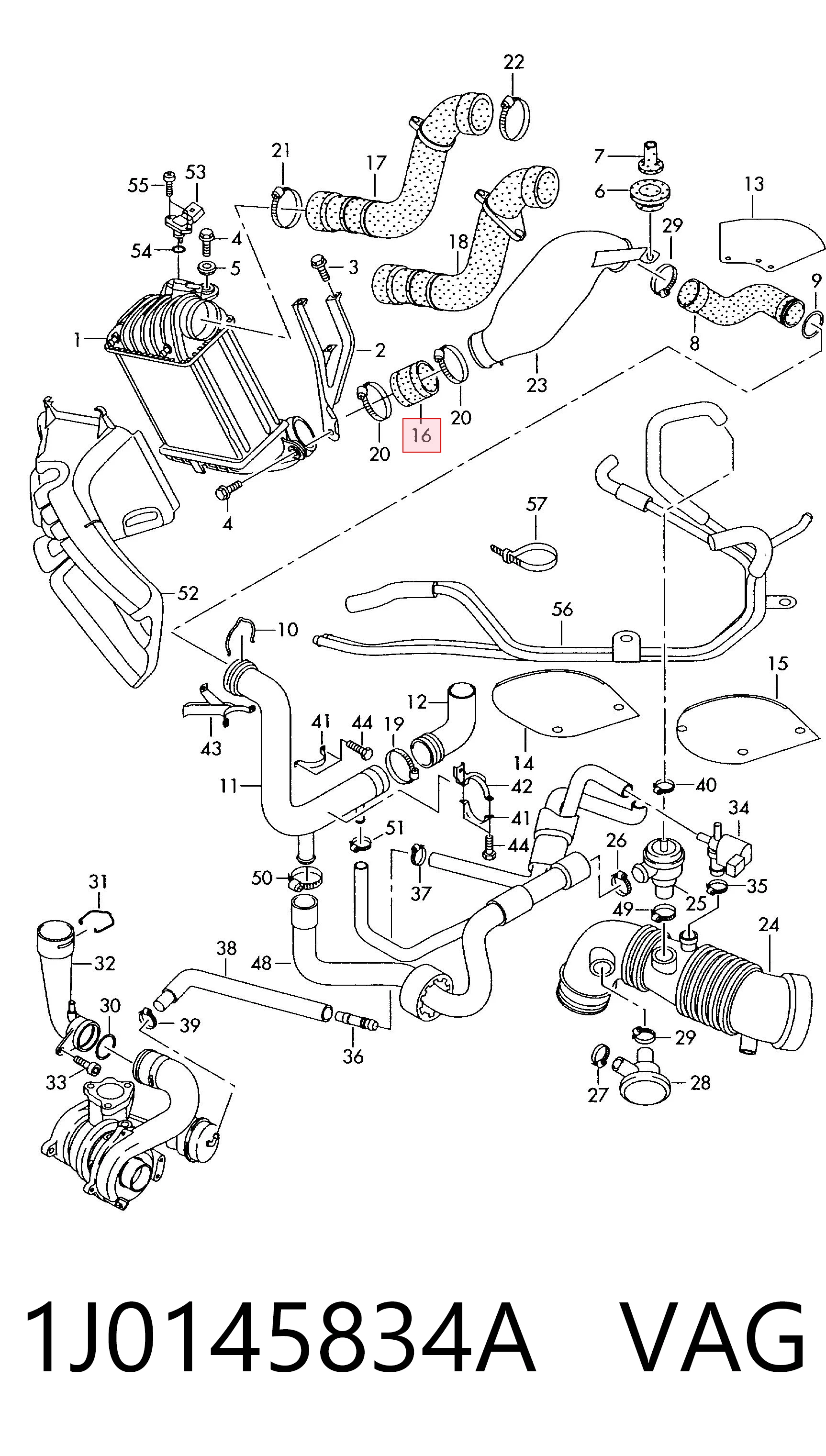 1J0145834A VAG Manguera del intercooler