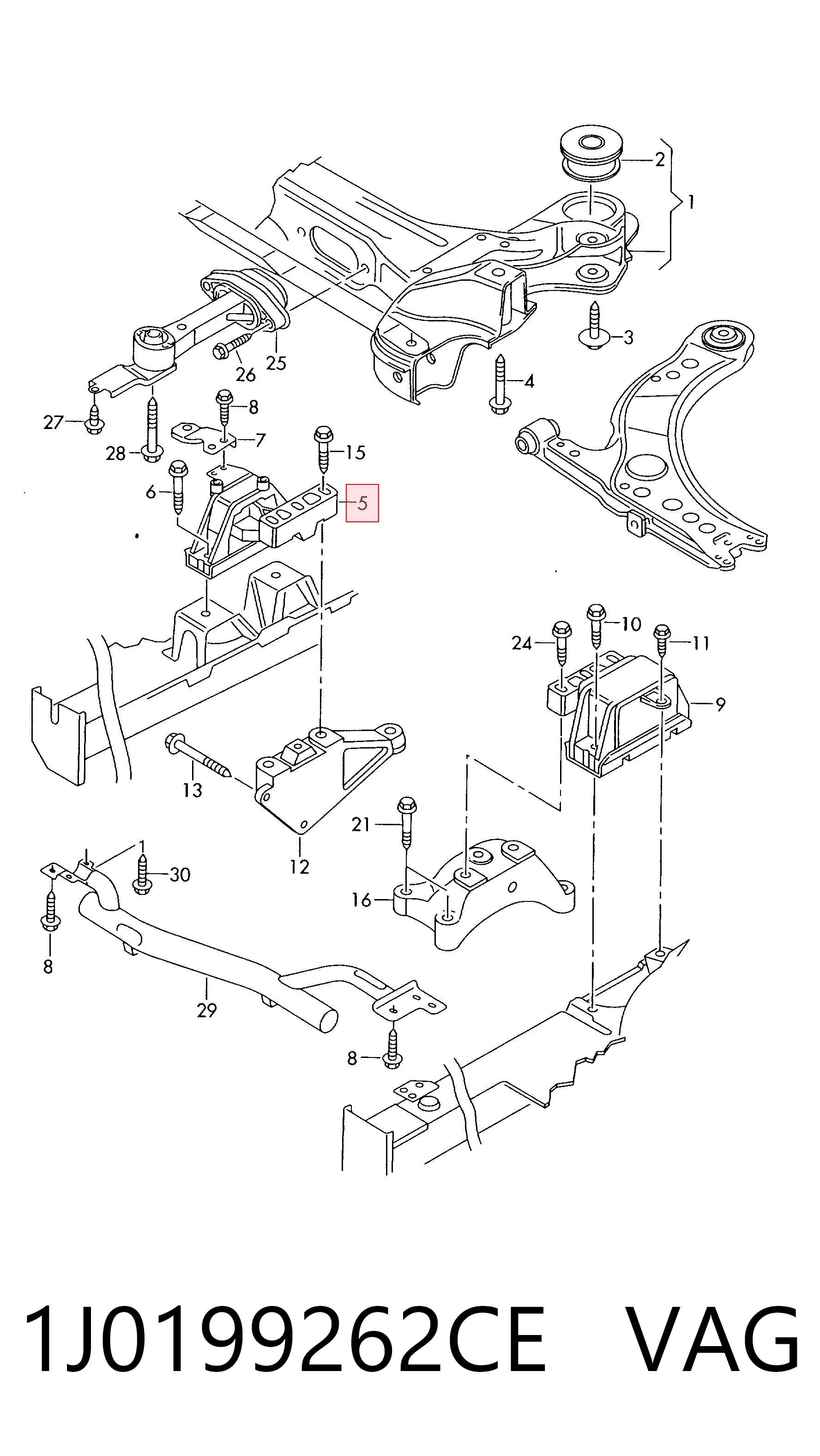 1J0199262CE VAG Soporte de motor derecho
