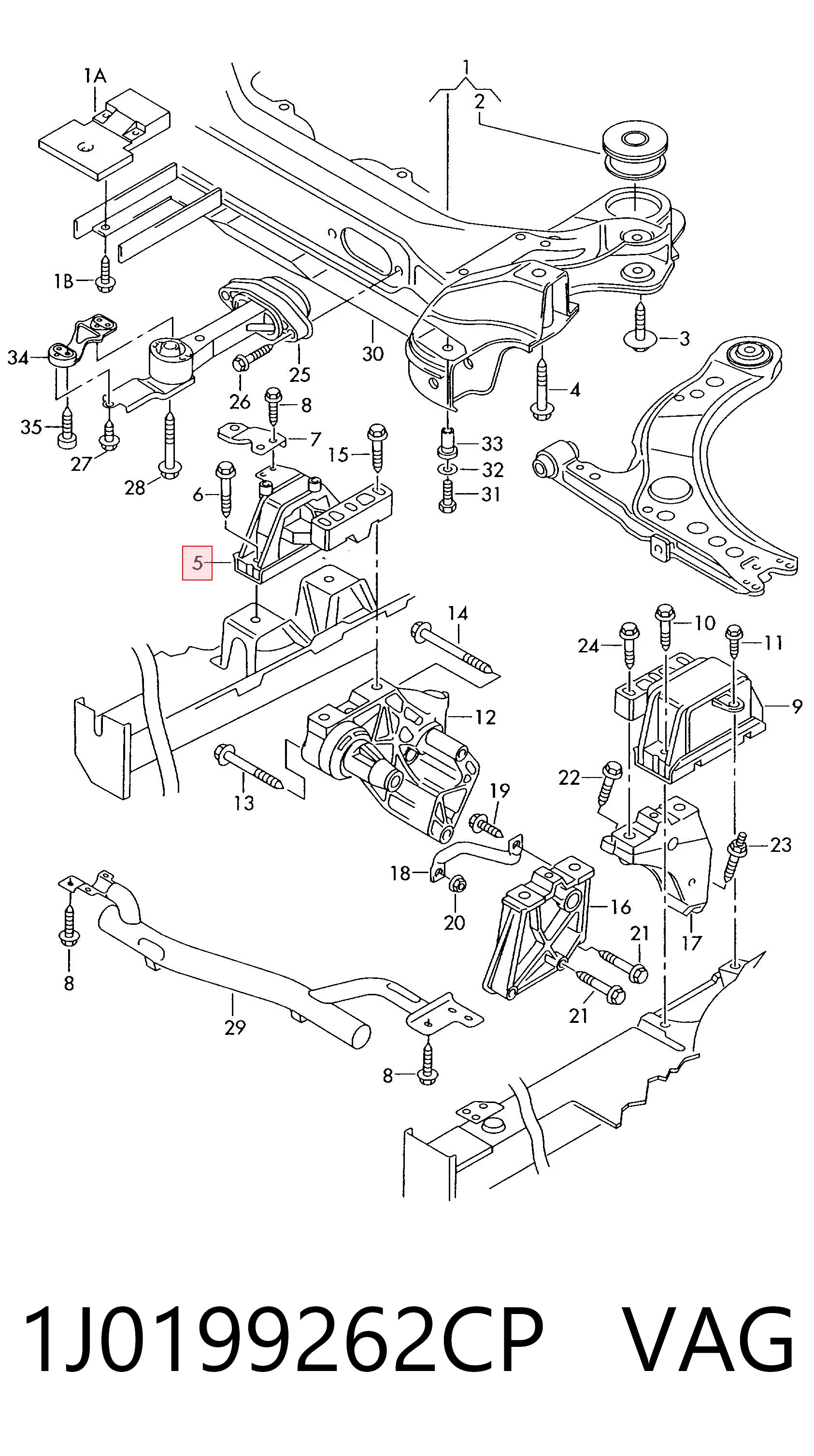 1J0199262CP VAG Soporte de motor derecho