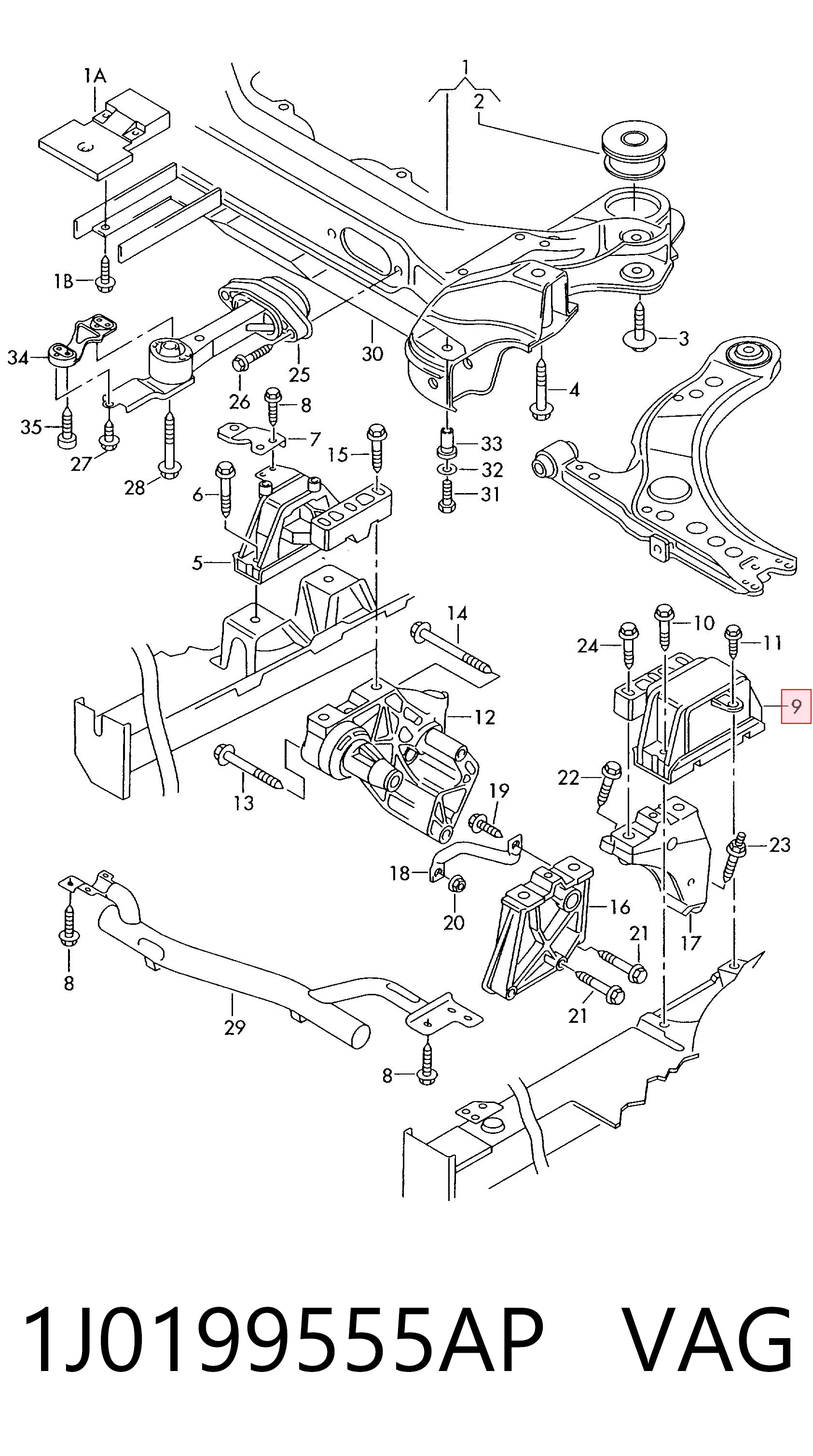1J0199555AP VAG Soporte de motor izquierdo