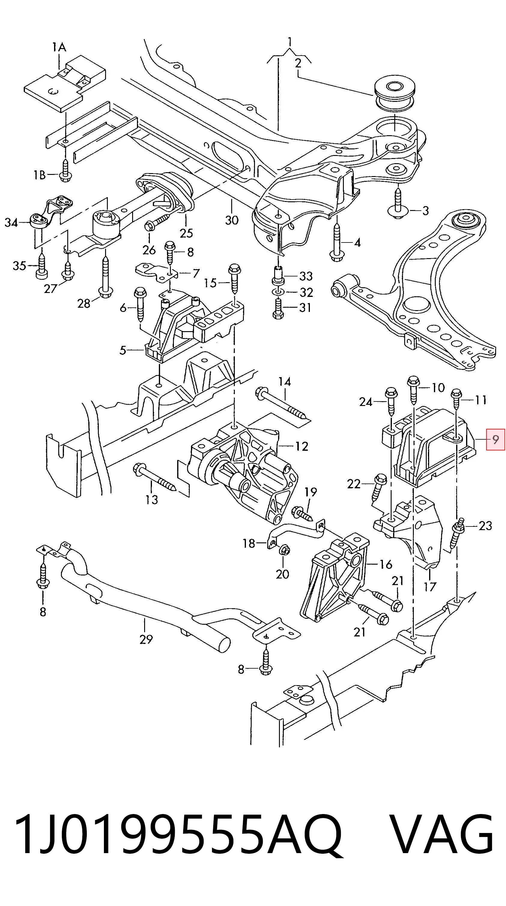 1J0199555AQ VAG Soporte de motor izquierdo