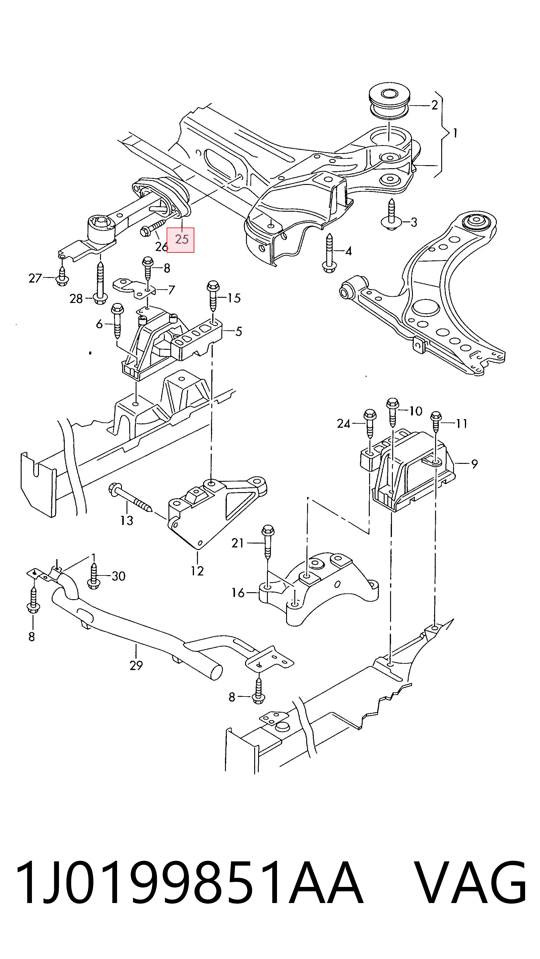 1J0199851AA VAG Taco de motor