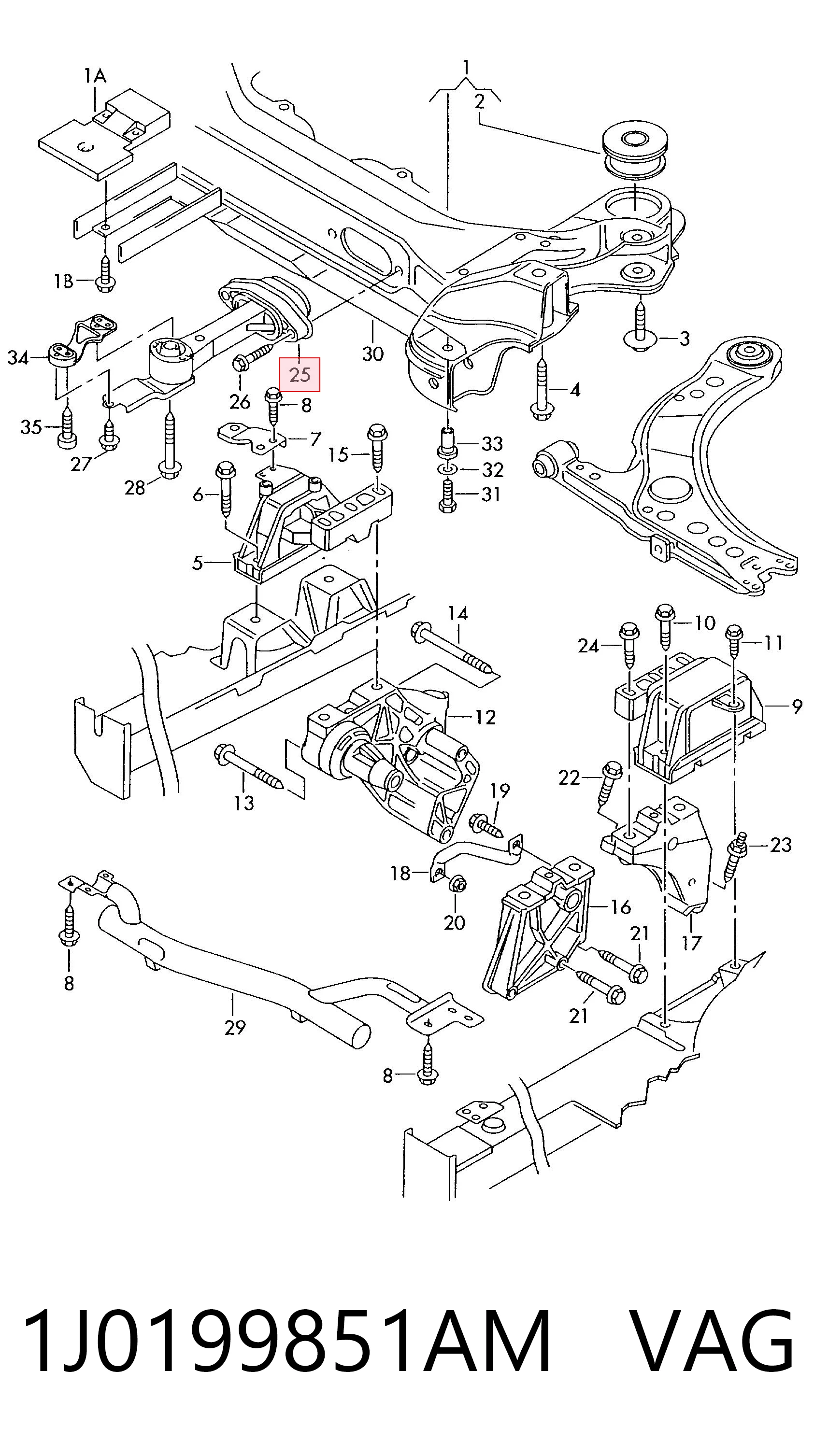 1J0199851AM VAG Taco de motor
