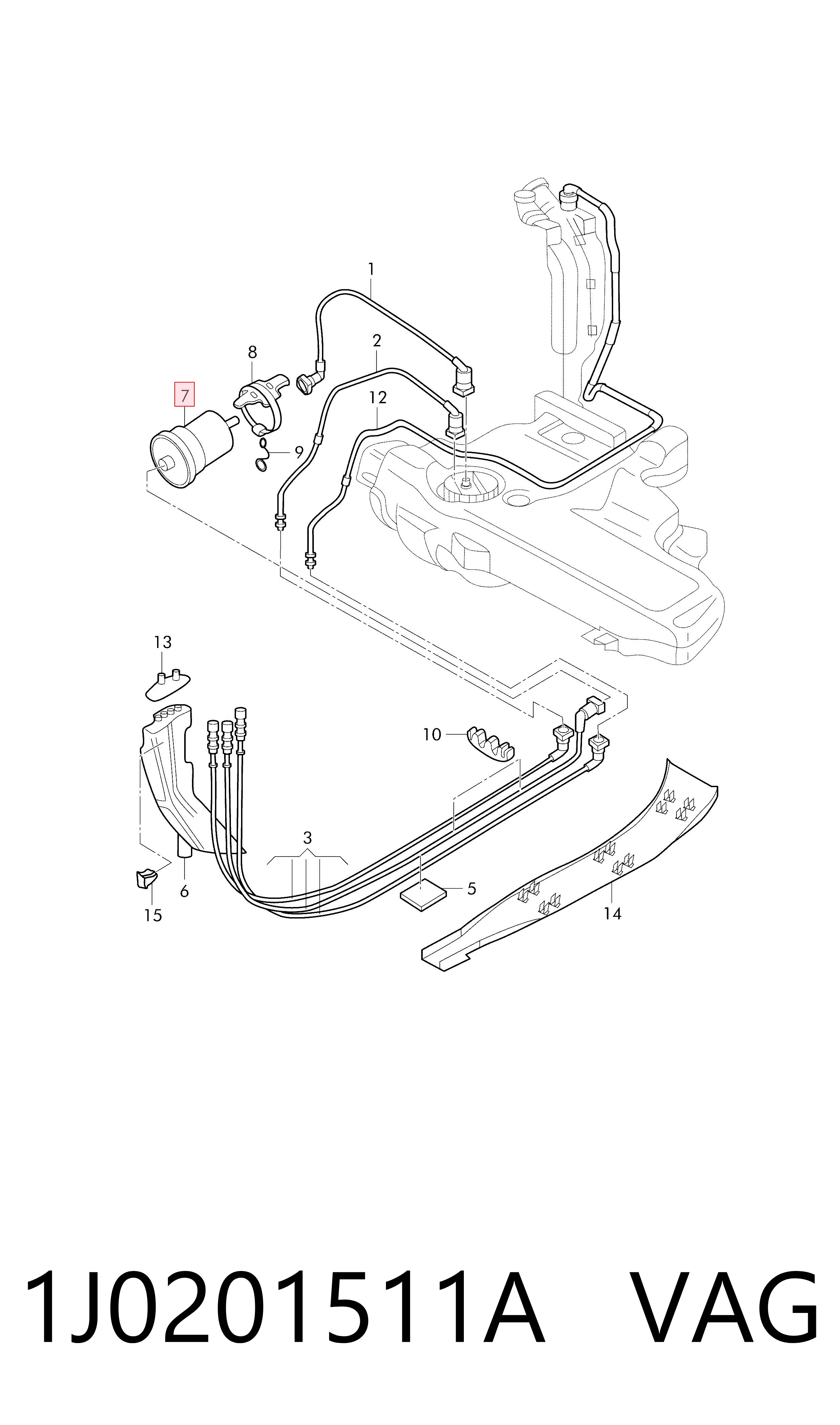 1J0201511A VAG Filtro de gasolina
