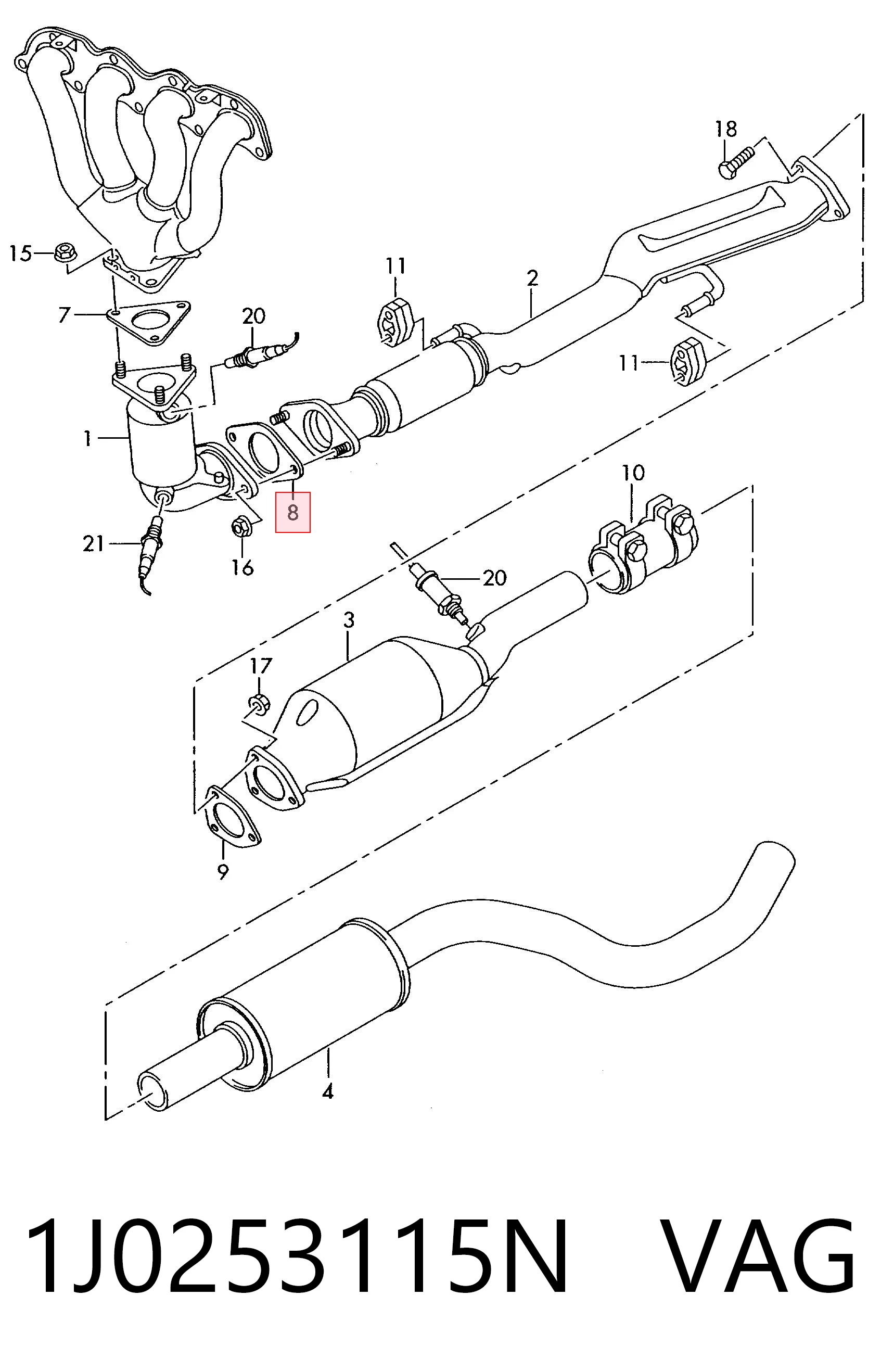 Junta de escape para Volkswagen Golf 1J5
