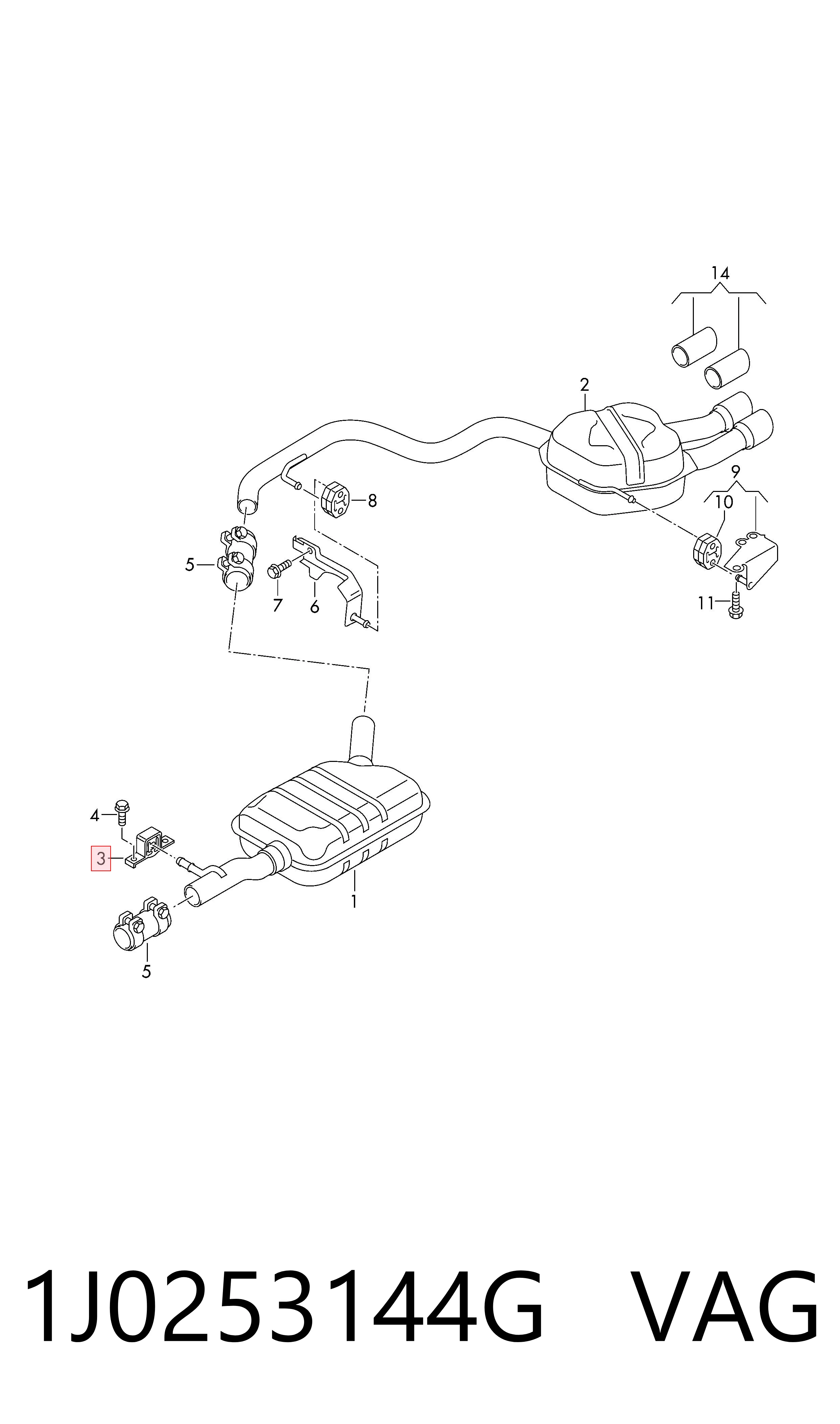 1J0253144G VAG Soporte de escape