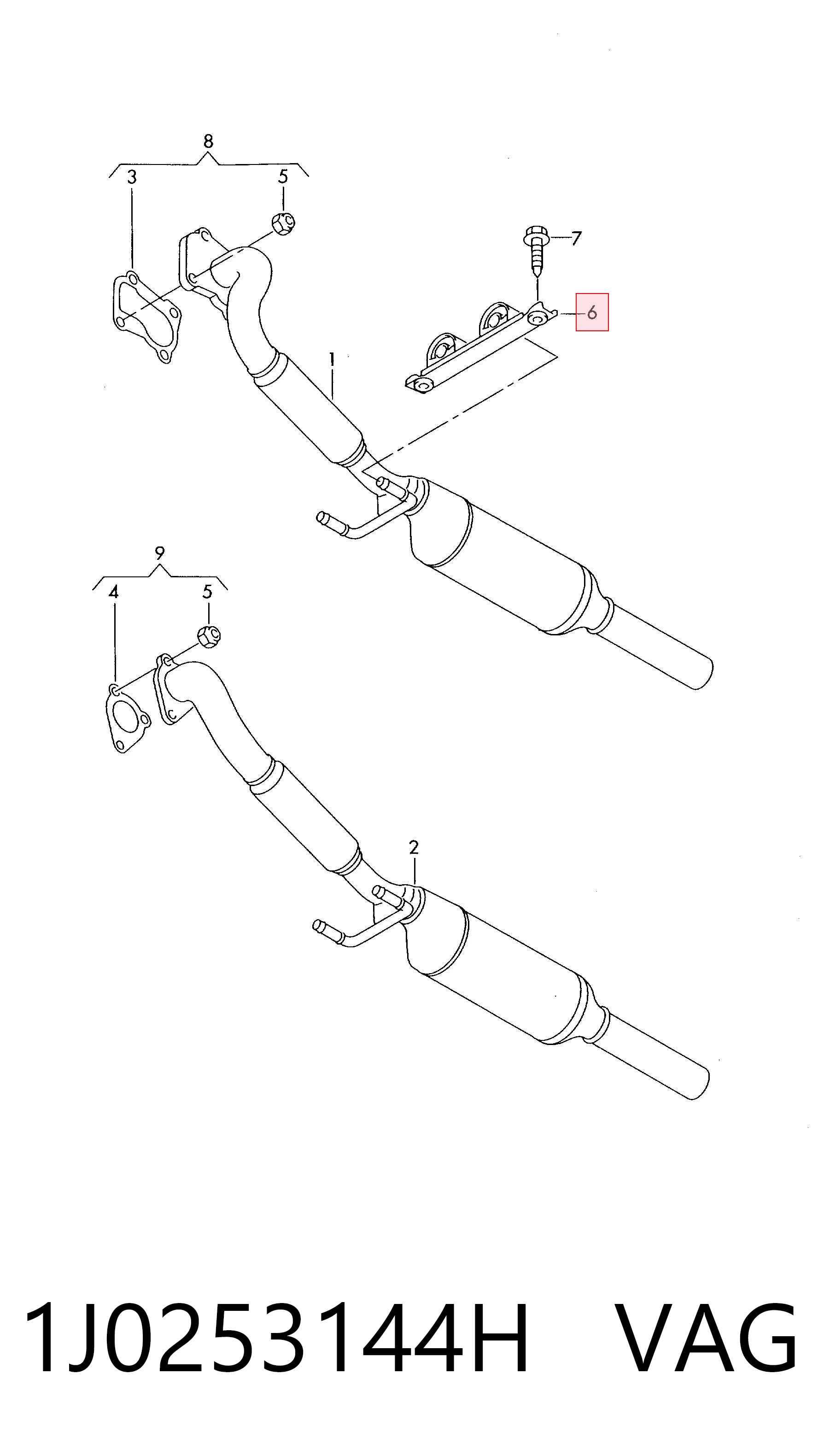 1J0253144H VAG Soporte de escape