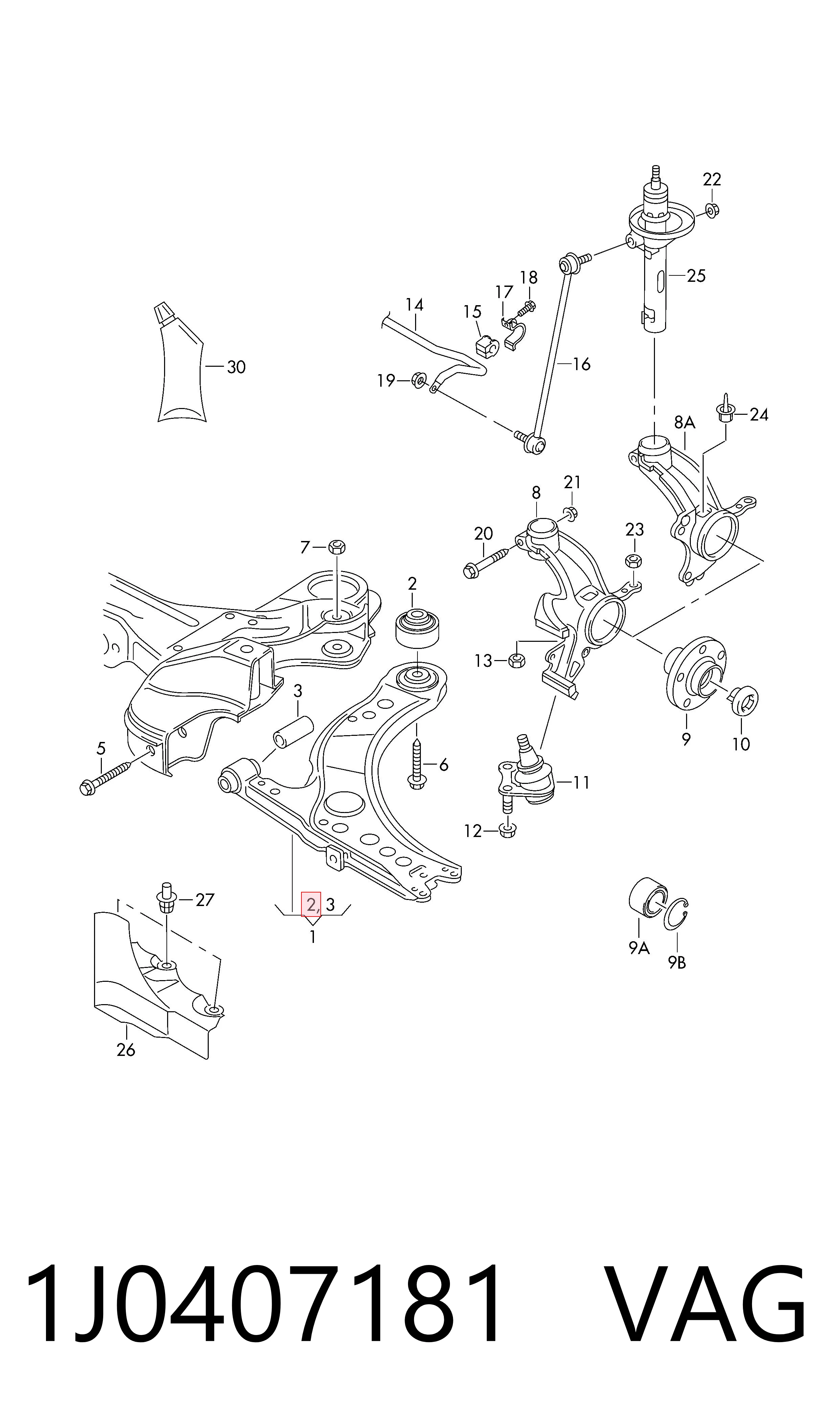 1J0407181 VAG Silentblock de brazo de suspensión delantero inferior