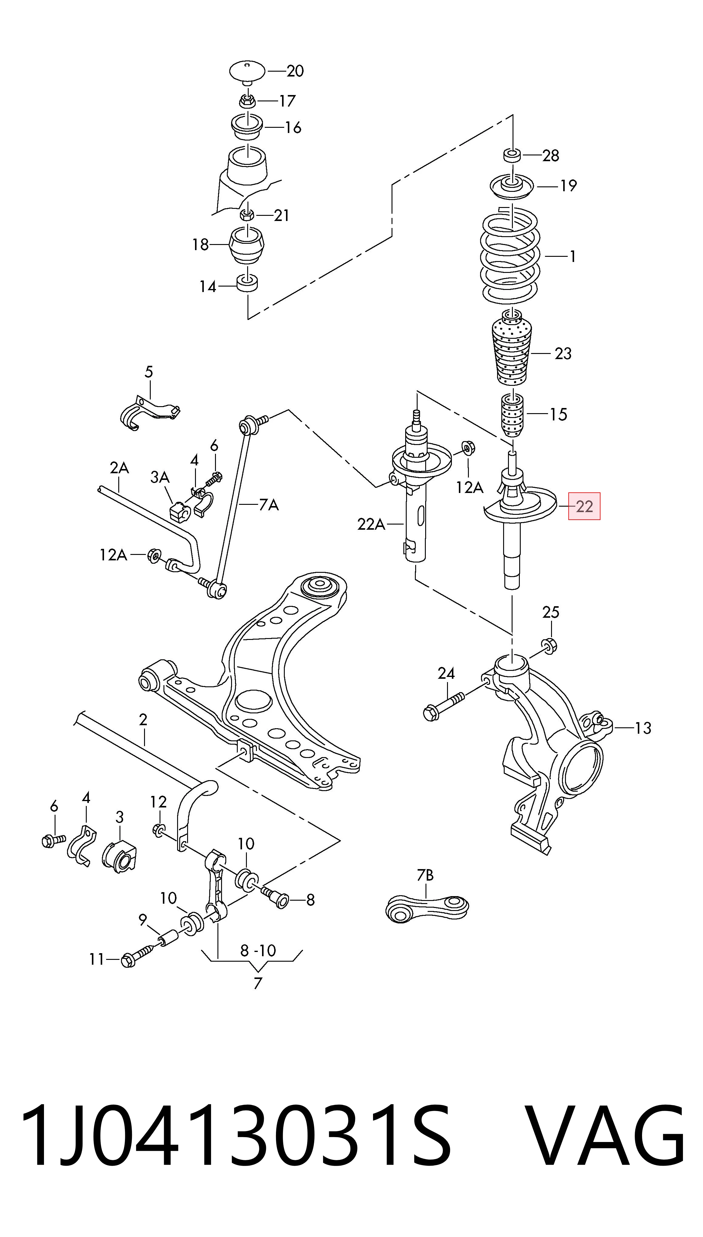 Amortiguador delantero VAG 1J0413031S