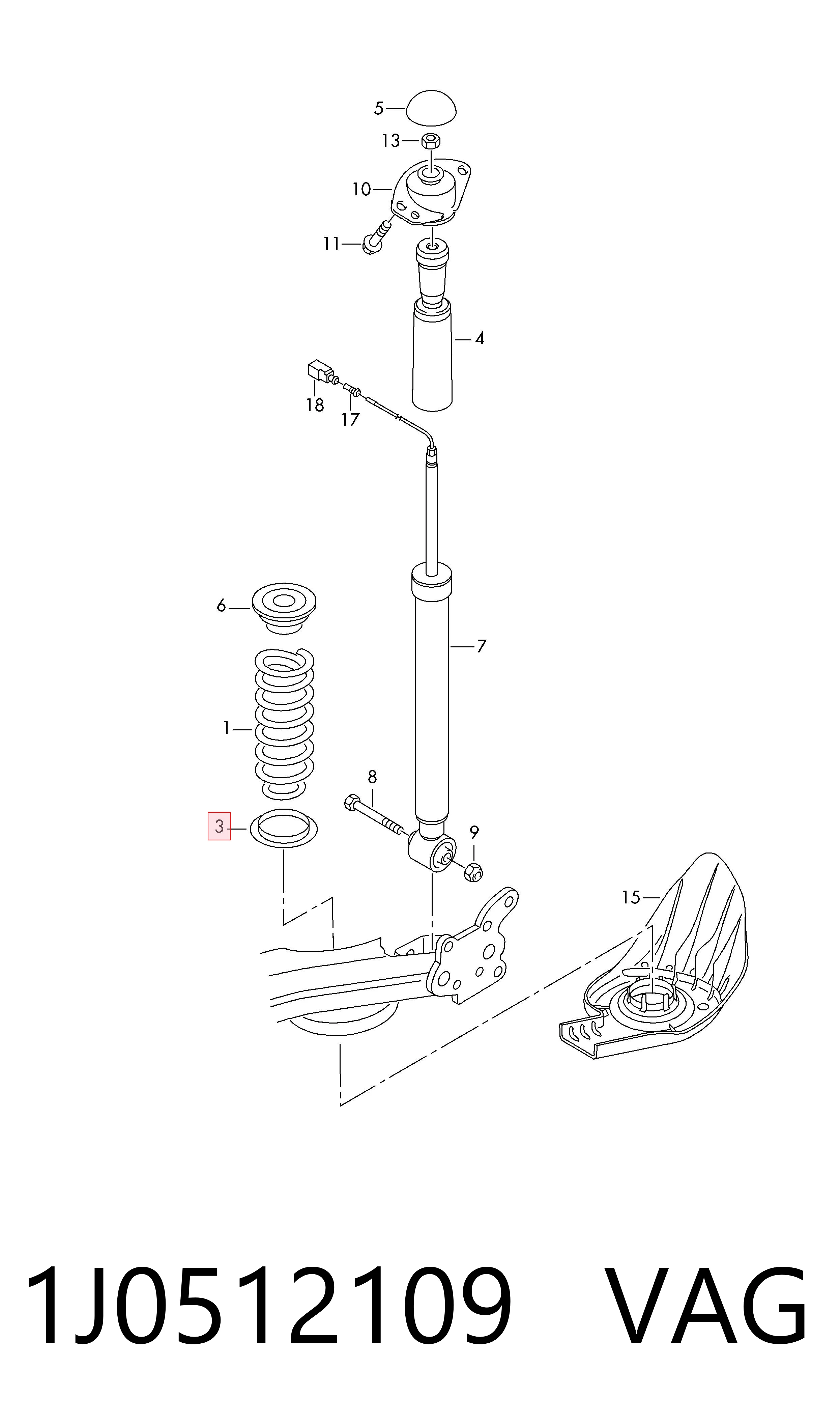 Aislador de resorte trasero inferior de goma VAG 1J0512109 precio, desde 10,15 EUR
