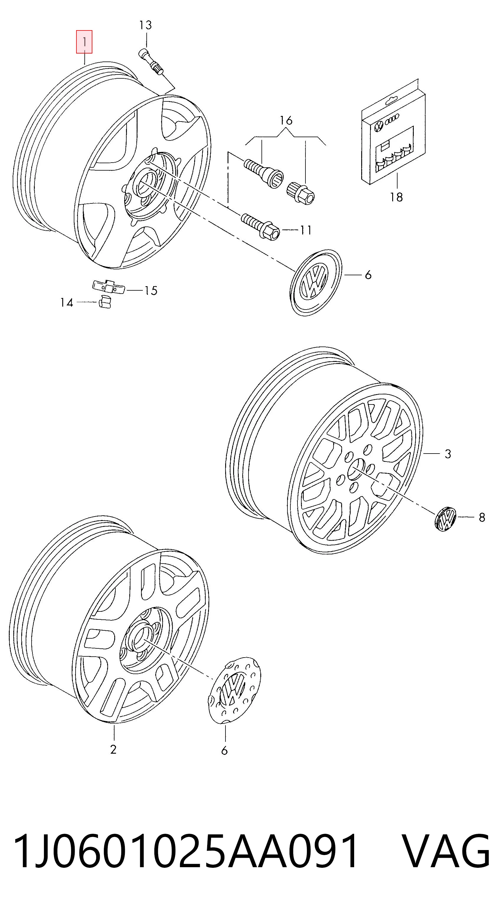1J0601025AA091 VAG Aros