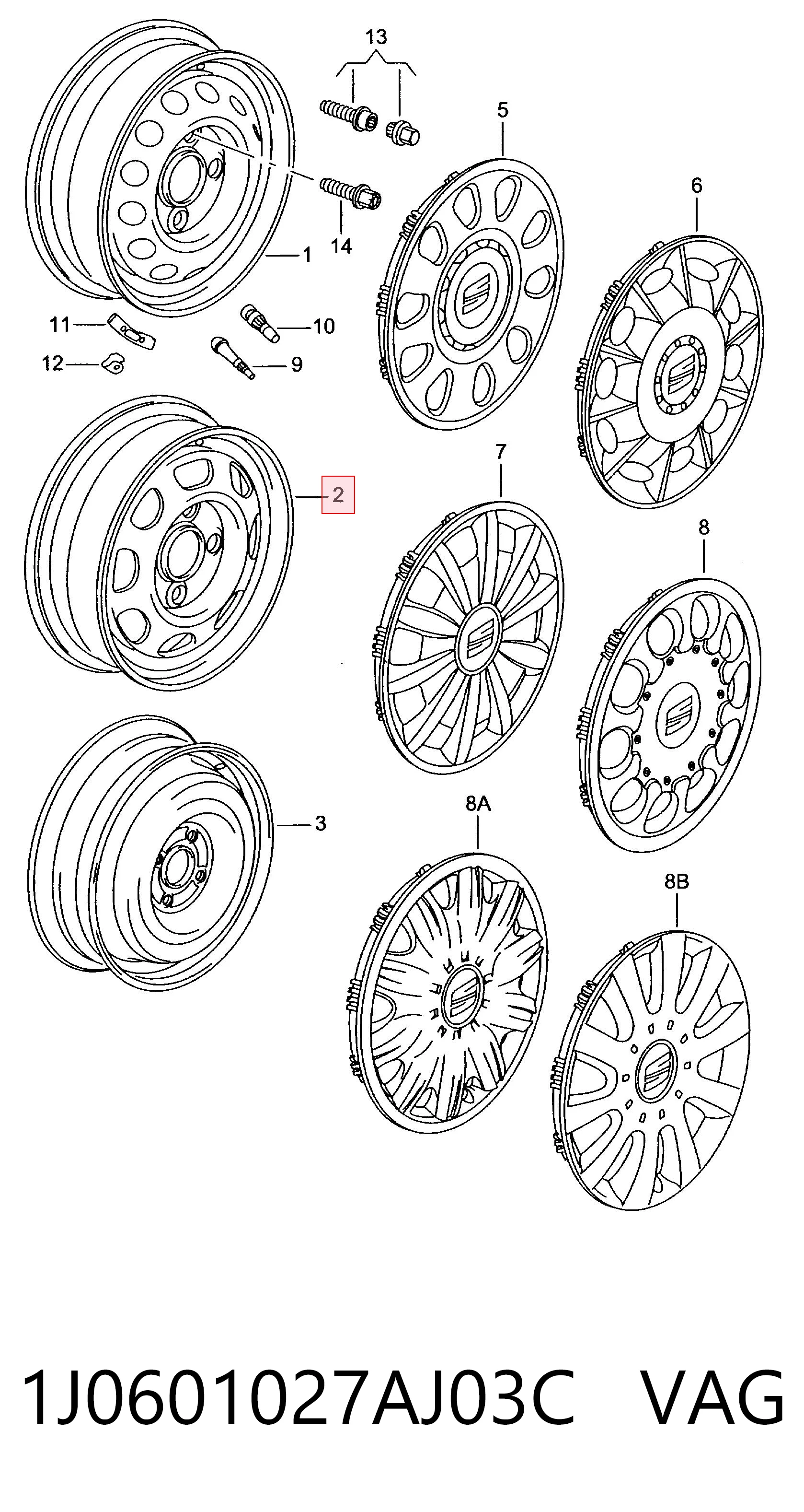 Comprar 1J0601027AJ03C VAG Llantas de acero (Estampado)