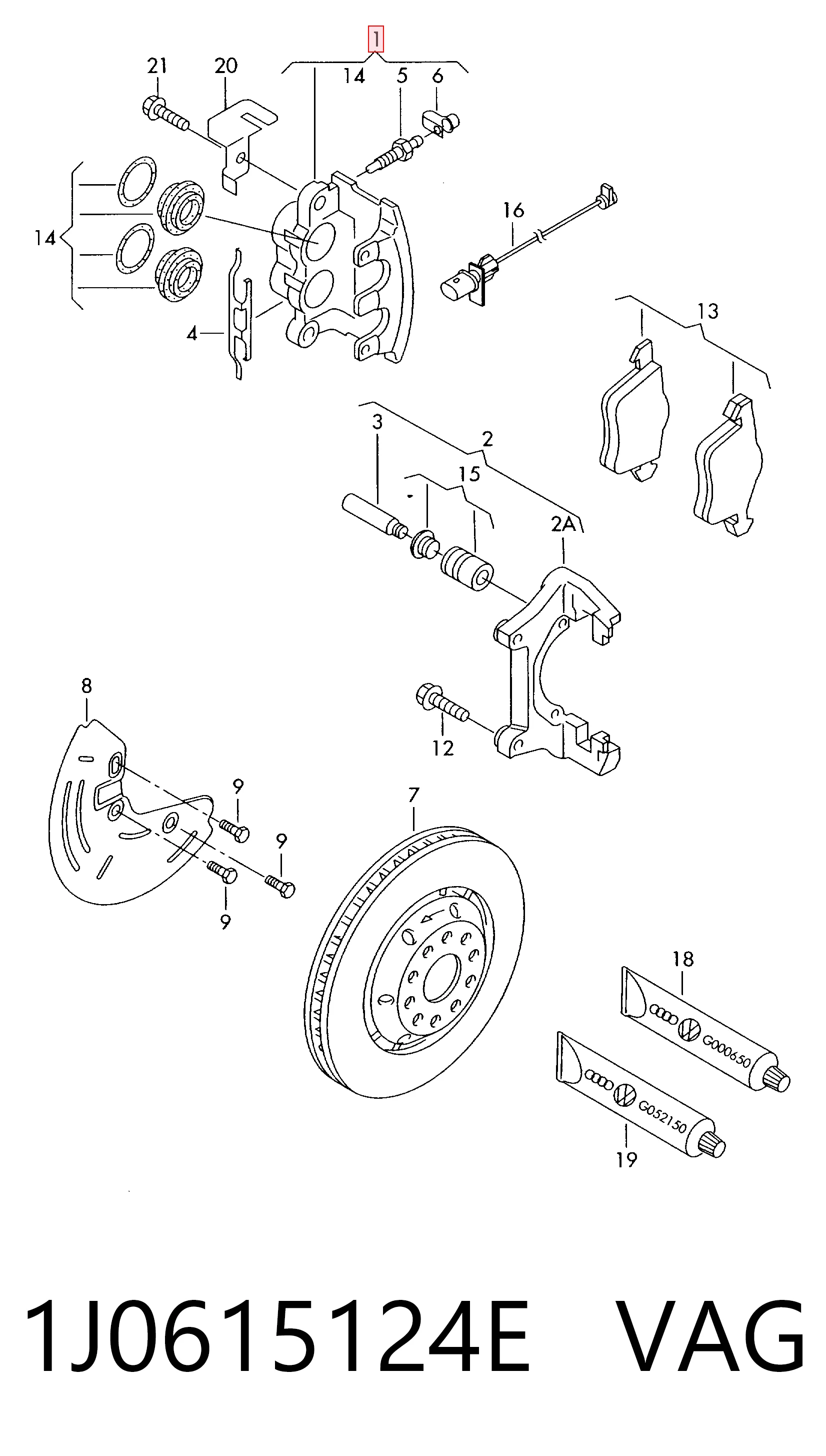 1J0615124E VAG Pinza de freno delantera derecha